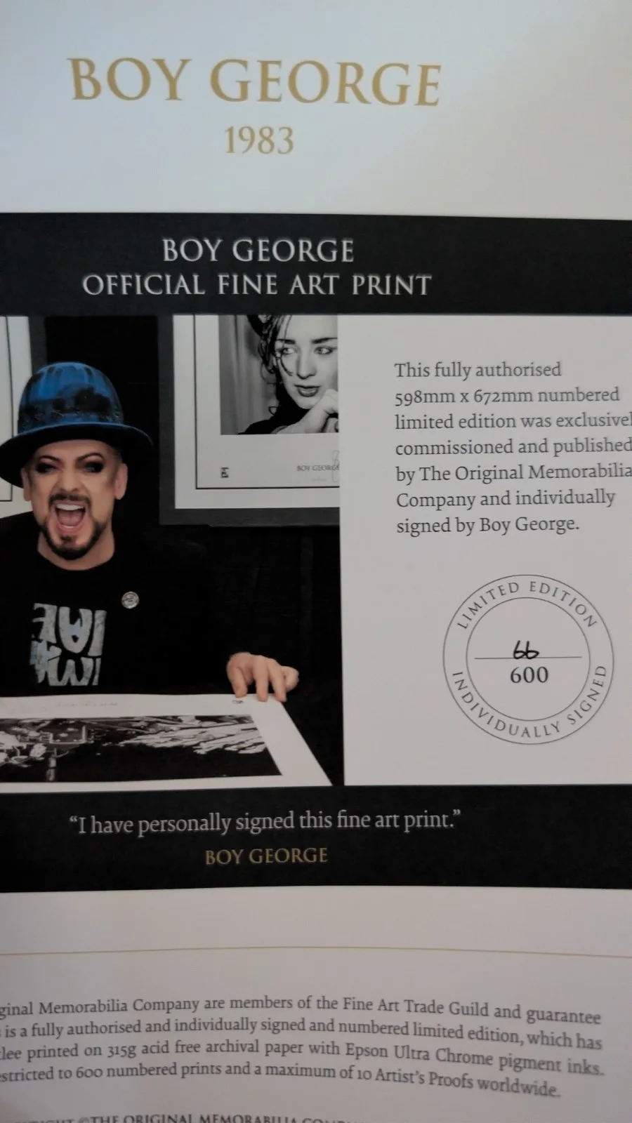 Boy George signed Very RaRe Original Memorabilia 600 worldwide, изображение 5