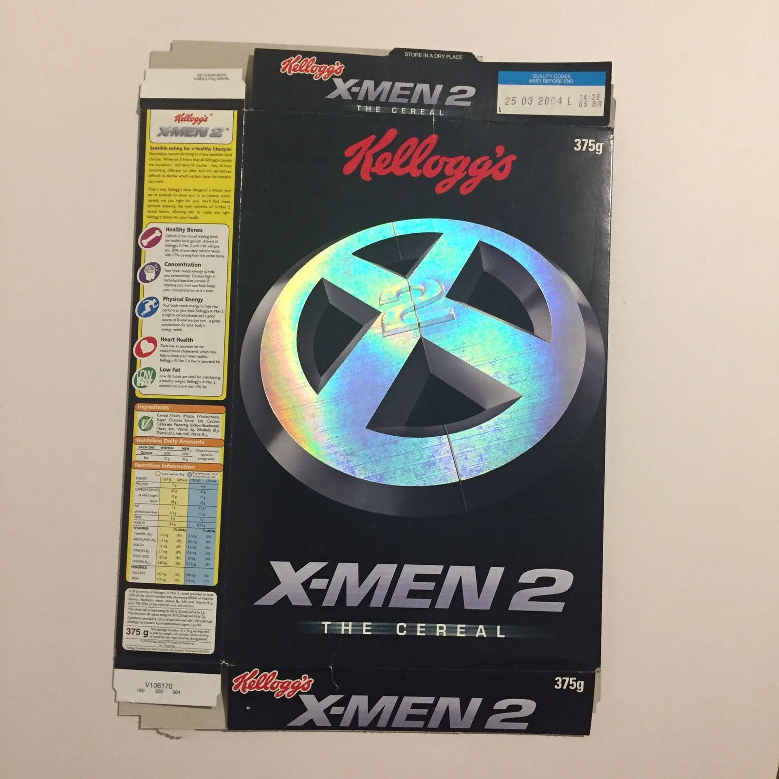 X-Men 2 Cereal Box Kellogg’s Silver Embossed Edition 2003 Marvel Fox Promotional, image 4