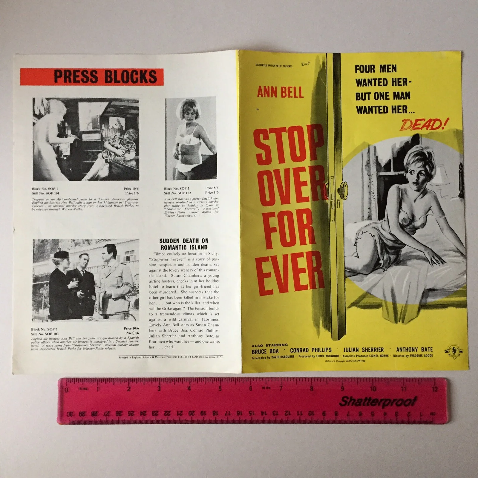 Stop Over Forever Film Press Book Flyer Ann Bell Warner Pathe Conrad Phillips, изображение 2