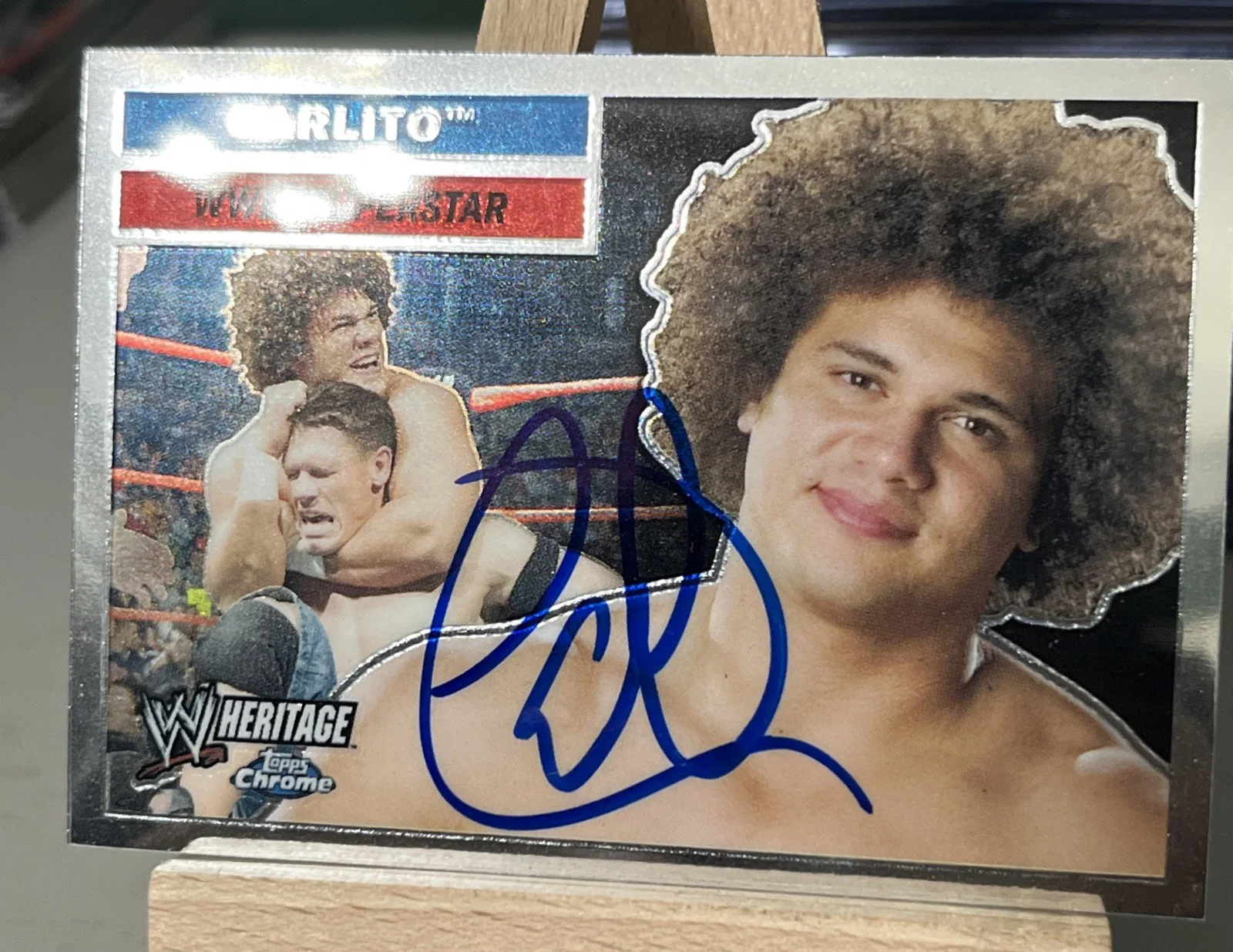 Carlito — Carlito Autographed Wwe Heritage Chrome Wrestling Card #3 IN PERSON Signed, image 2