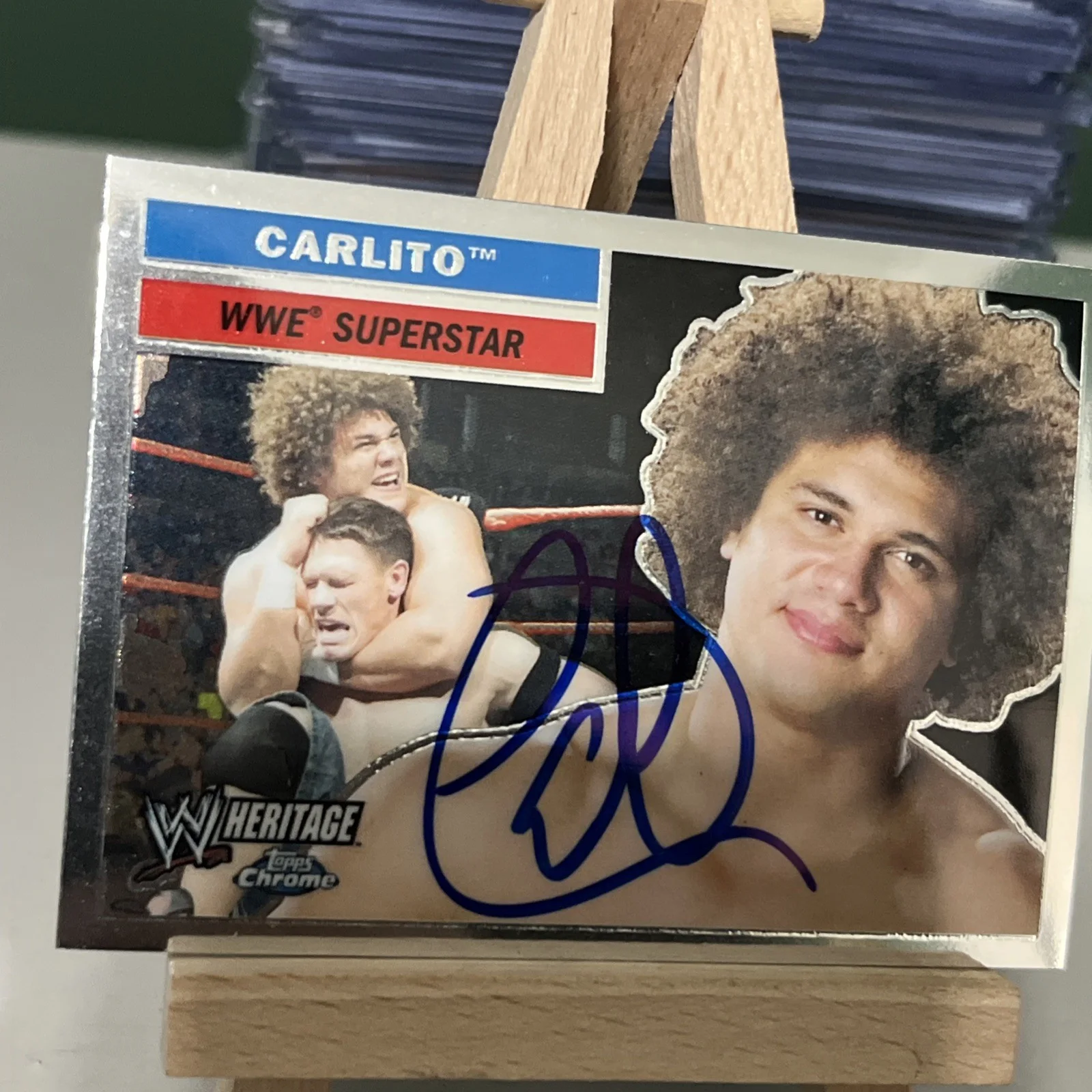 Carlito — Carlito Autographed Wwe Heritage Chrome Wrestling Card #3 IN PERSON Signed, image 3