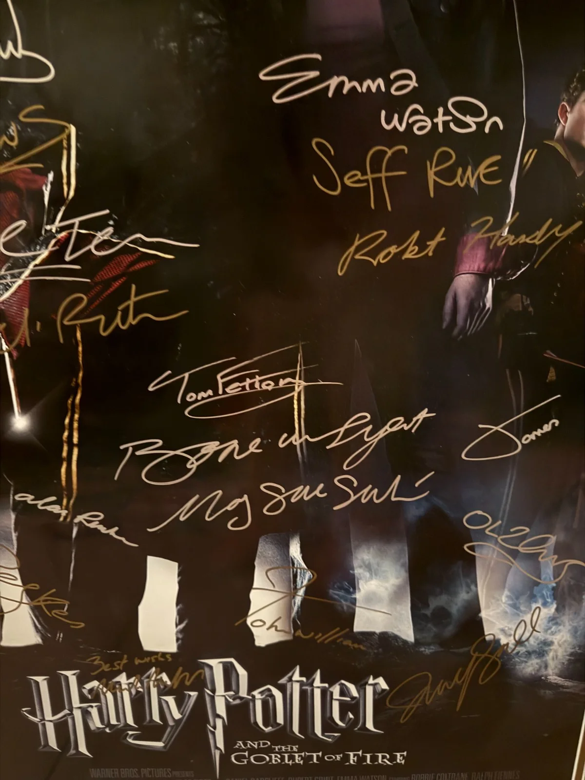 Daniel Radcliffe, Emma Watson, Dame Maggie Smith, etc — Harry Potter The Goblet of Fire Signed Movie Poster Entire Cast w/ Authenticity, image 3