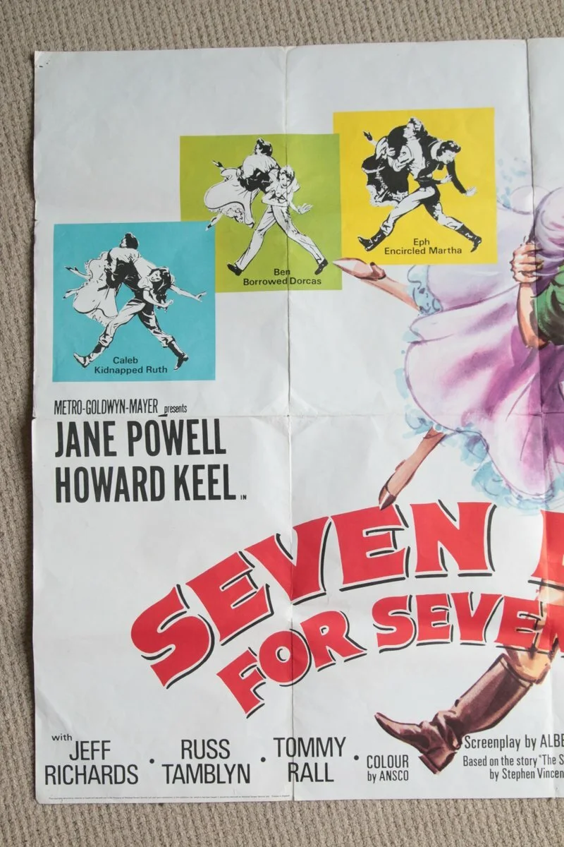 Vintage Seven Brides for Seven Brothers UK Quad Poster Folded Circa 1968 1978, изображение 2
