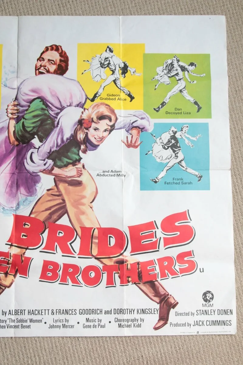 Vintage Seven Brides for Seven Brothers UK Quad Poster Folded Circa 1968 1978, изображение 3