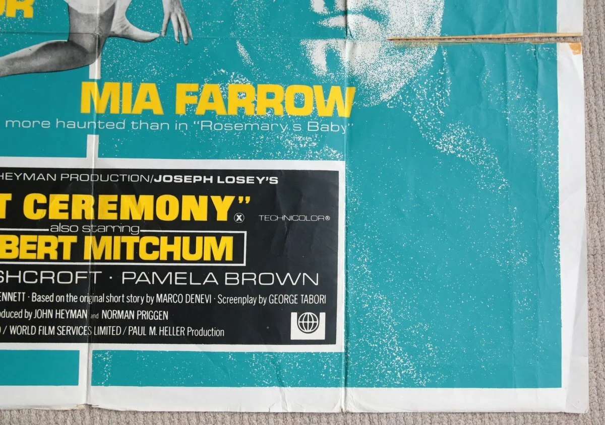 Vintage Secret Ceremony Film Poster Joseph Losey Mia Farrow Elizabeth Taylor, изображение 4