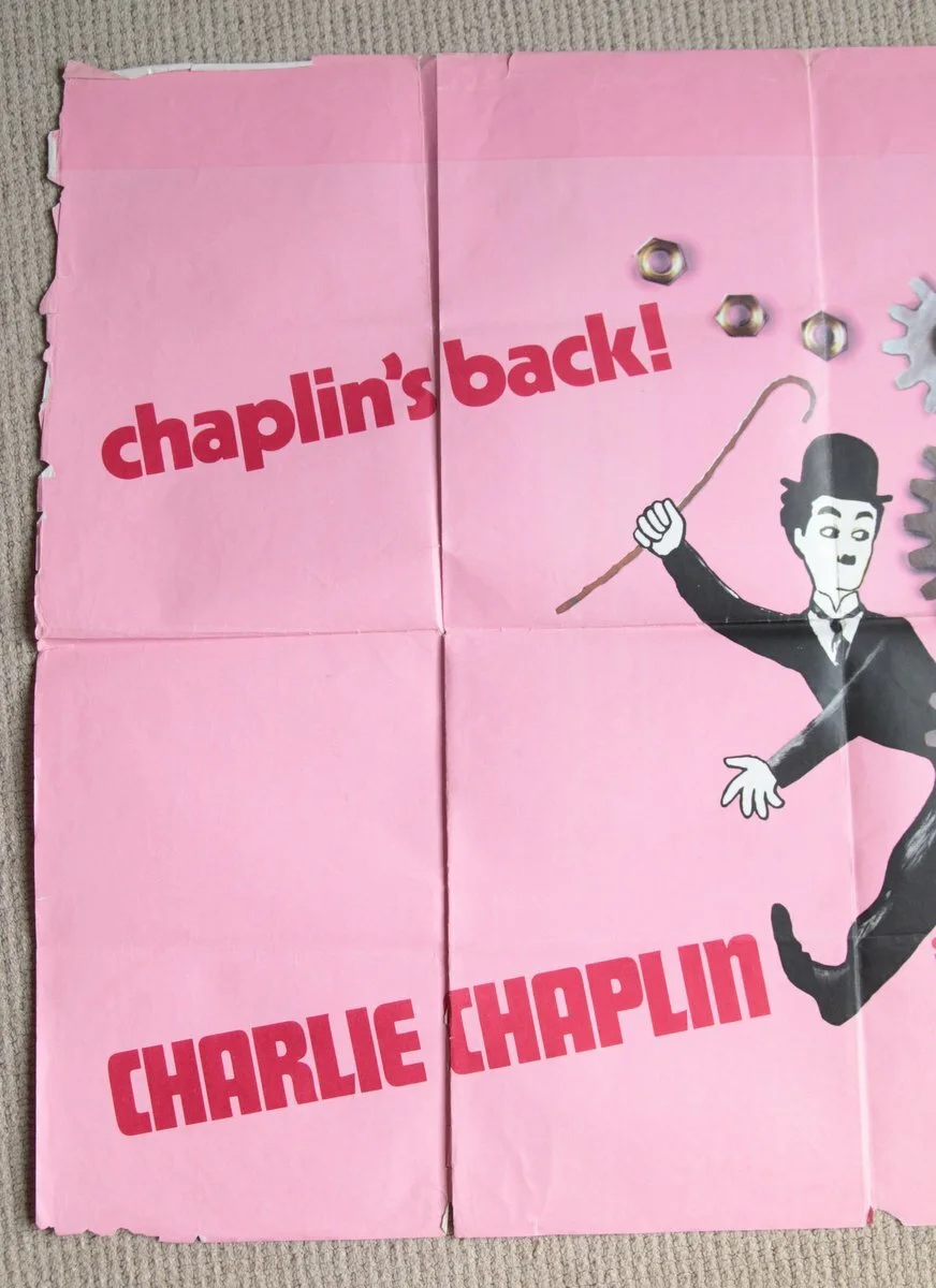 Vintage Modern Times Charlie Chaplin Black Ink Films PInk 1972 UK quad, изображение 2