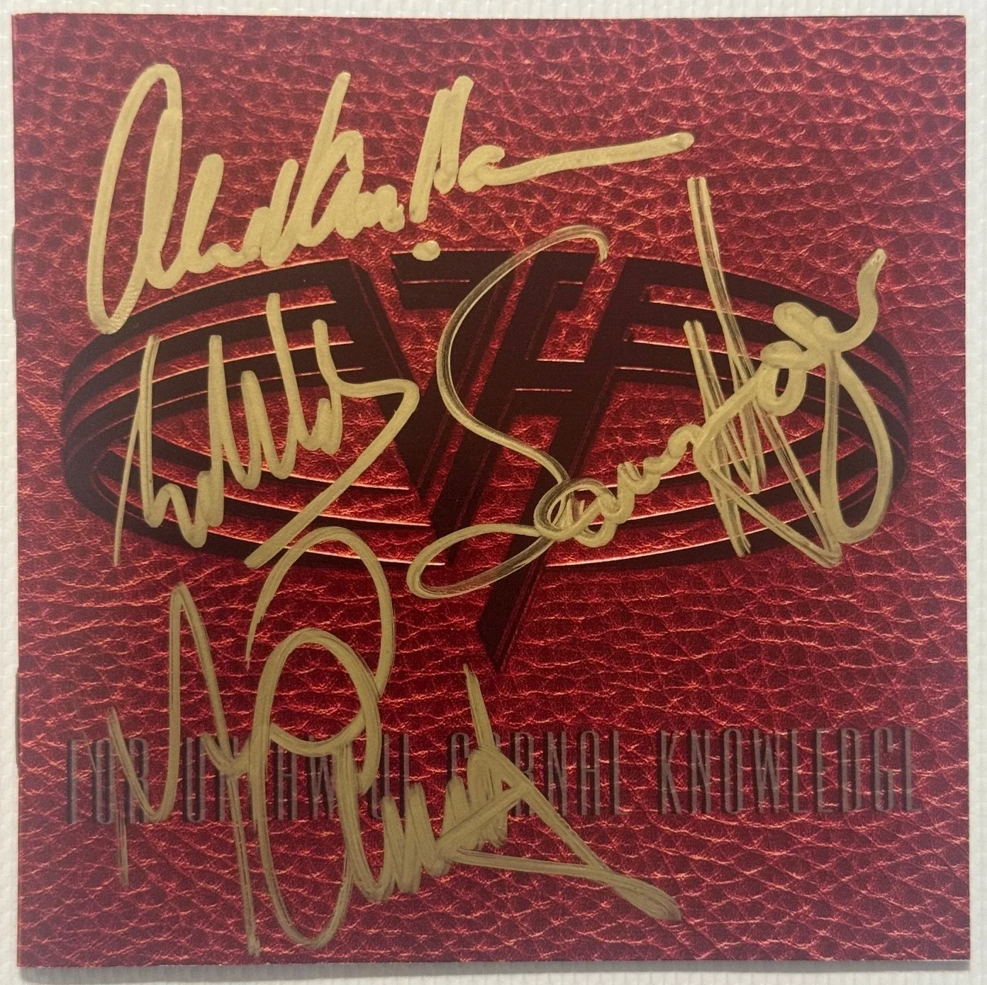 REAL signed VAN HALEN by 4 autographed "FOR UNLAWFUL CARNAL KNOWLEDGE" insert CD, image 2