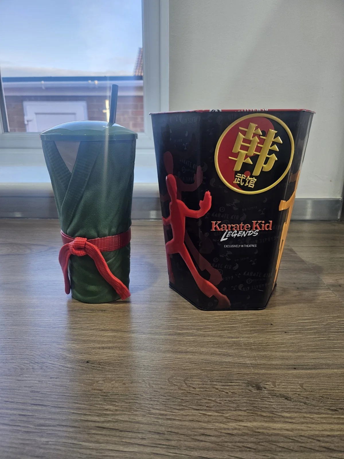 UK Rare- Karate Kid Legends Cinema Popcorn Bucket Tin & Drinks Cup - Odeon New, image 2