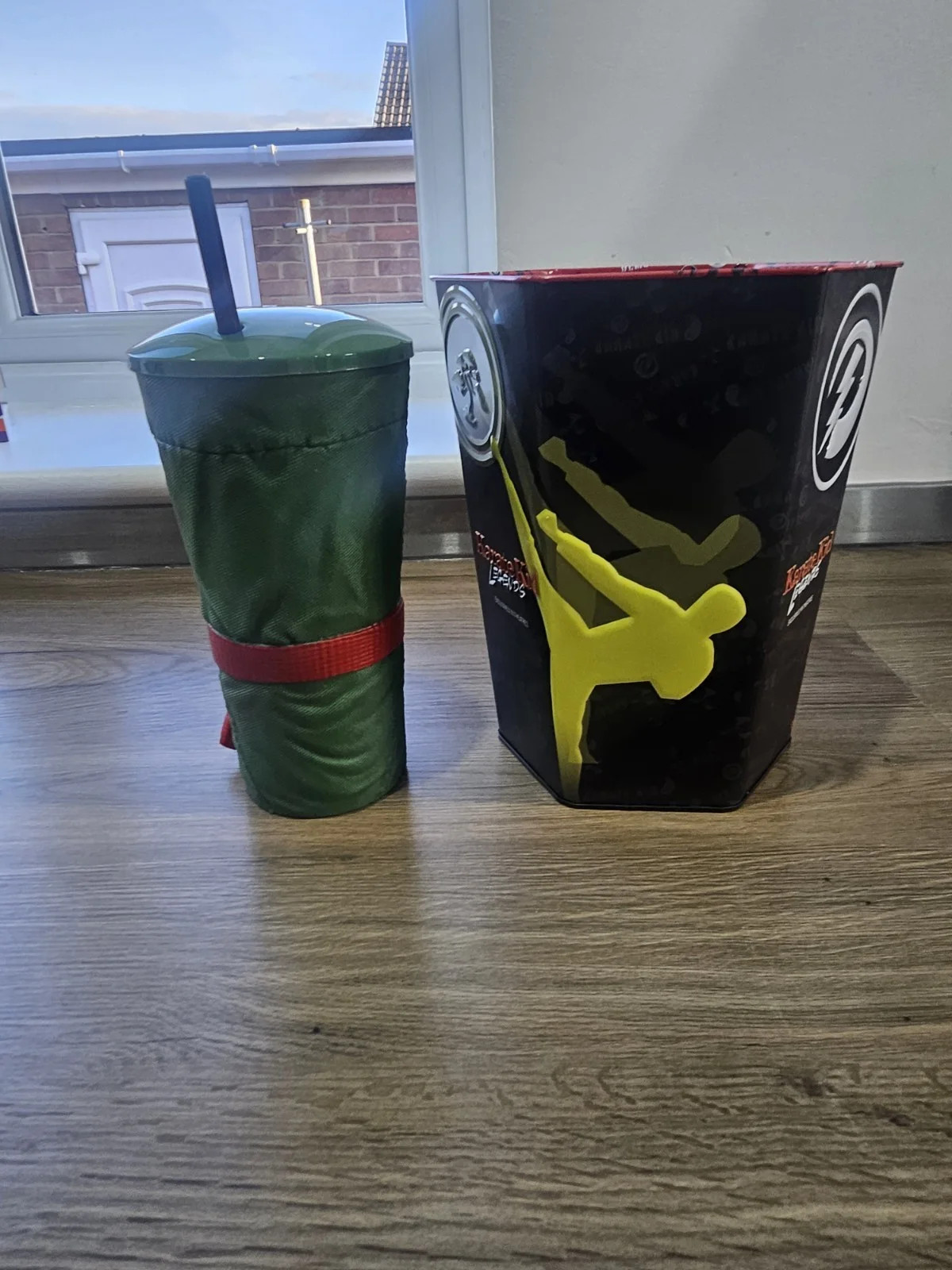 UK Rare- Karate Kid Legends Cinema Popcorn Bucket Tin & Drinks Cup - Odeon New, image 3