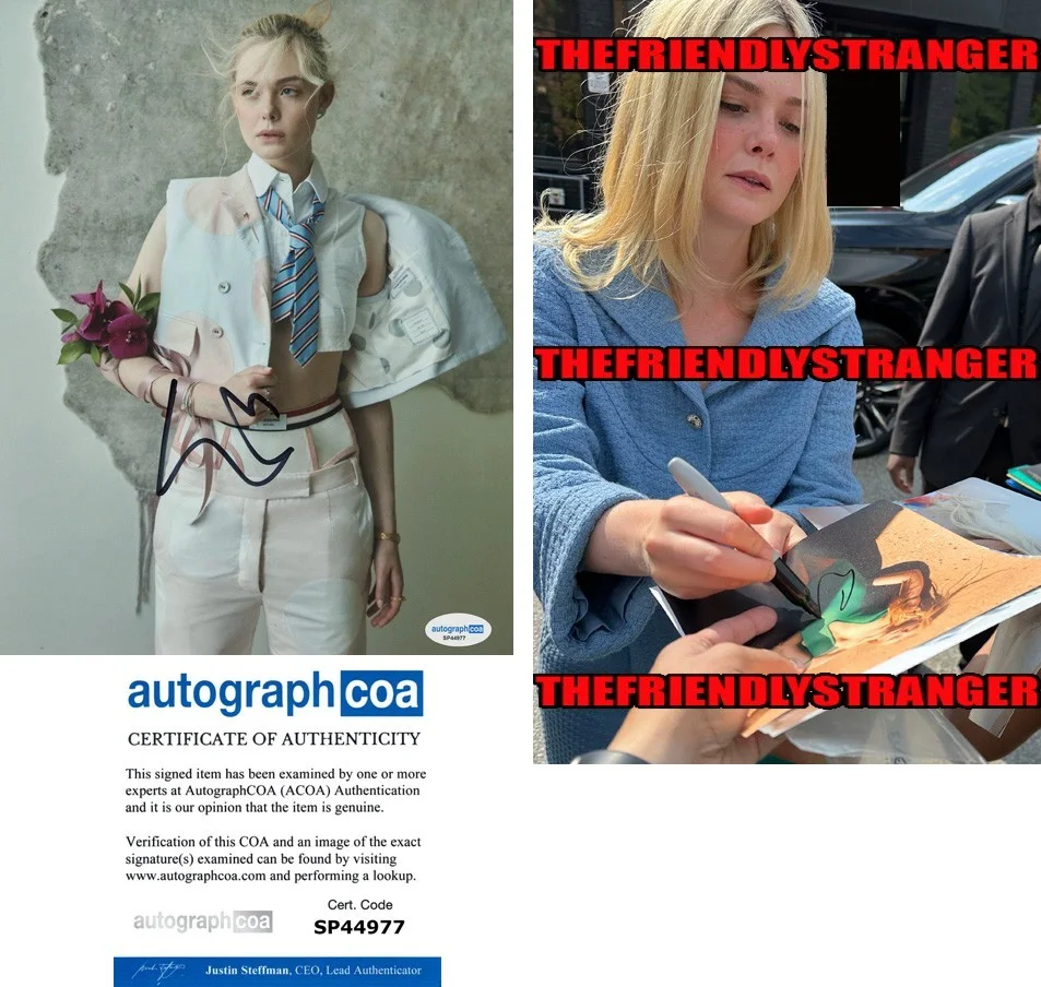 ELLE FANNING — Elle Fanning signed Autograph 8x10 Photo PROOF a SEXY Predator Badlands ACOA COA