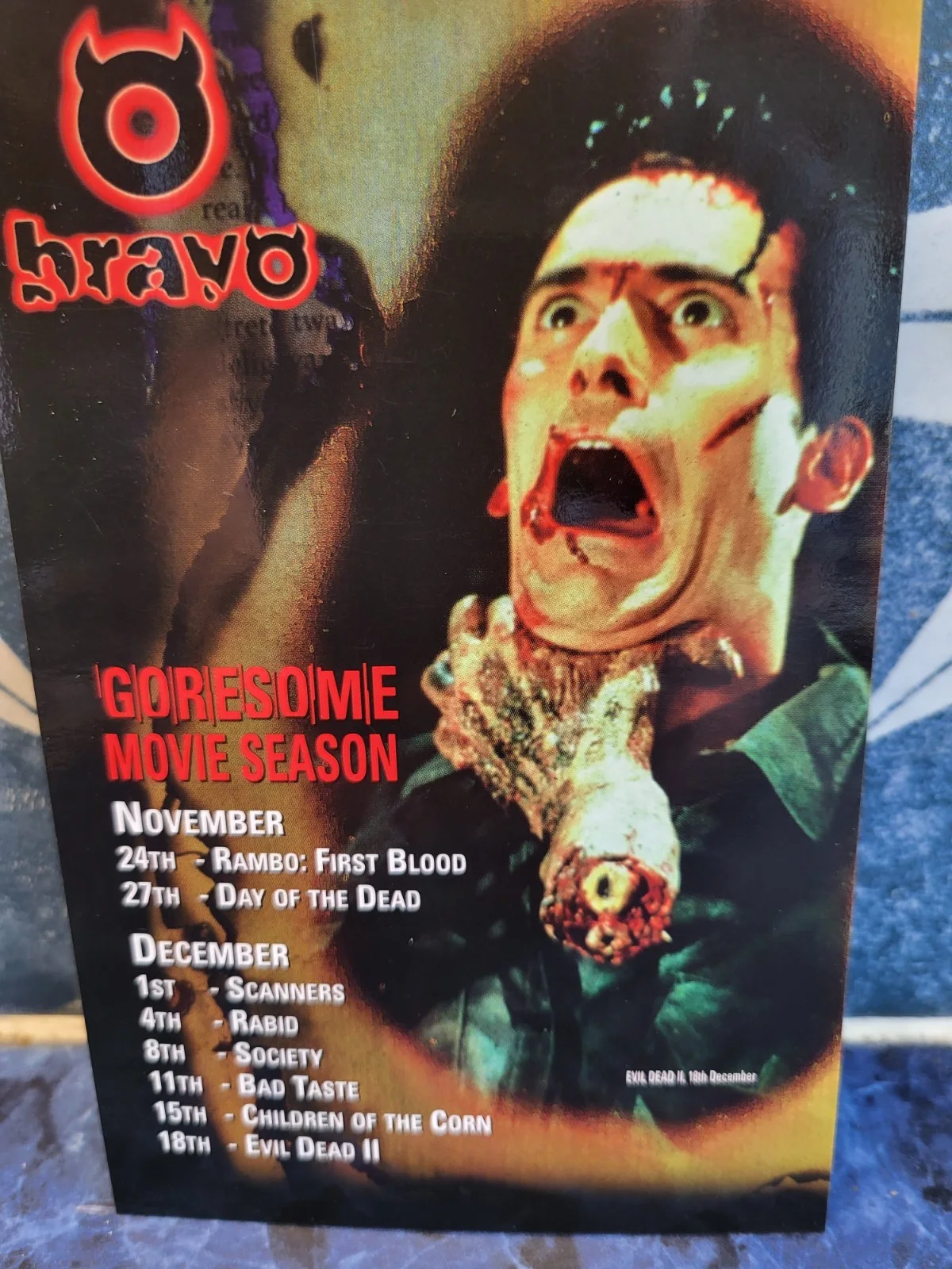 Rare Vintage Bravo TV Ash Evil Dead 2 Bruce Cambell High Gloss Horror Flyer 90s, image 2