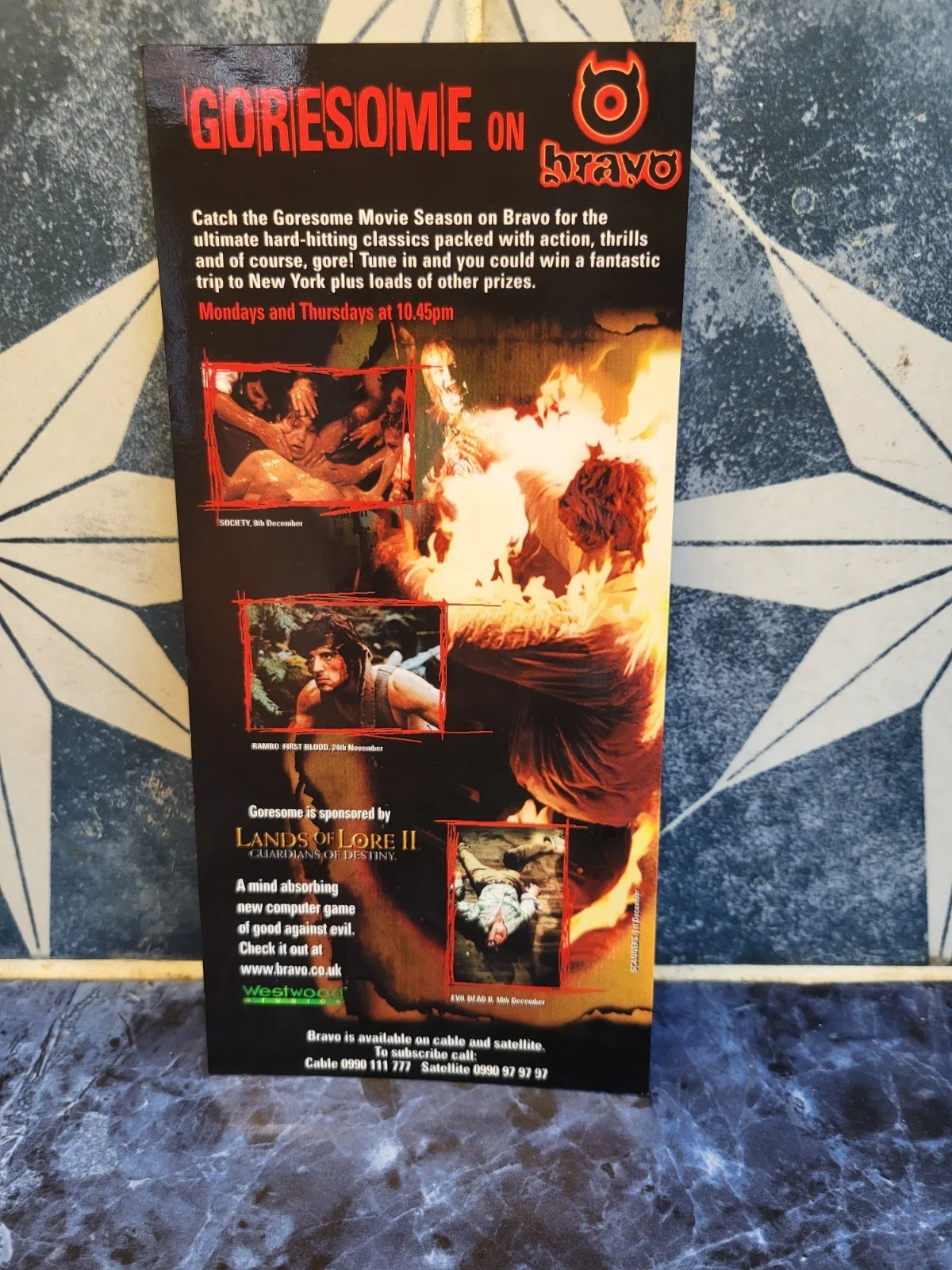Rare Vintage Bravo TV Ash Evil Dead 2 Bruce Cambell High Gloss Horror Flyer 90s, image 3