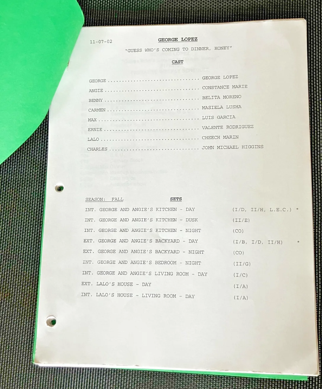 GEORGE LOPEZ 2002 TV Show Shooting Draft Script Signed - George Lopez, + 7, image 2