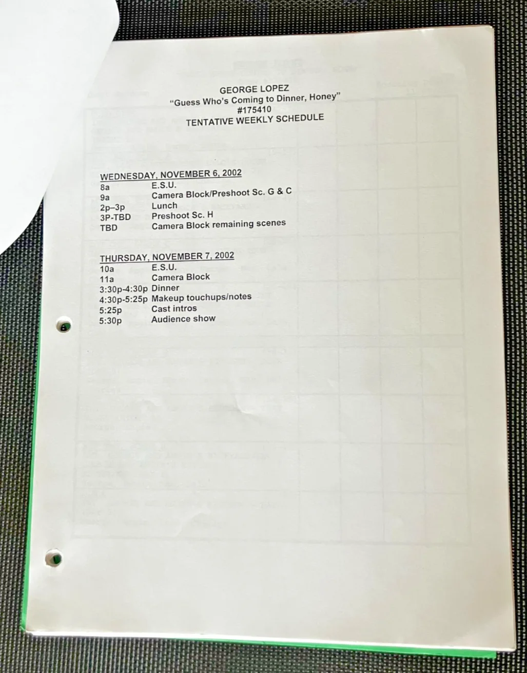 GEORGE LOPEZ 2002 TV Show Shooting Draft Script Signed - George Lopez, + 7, image 3