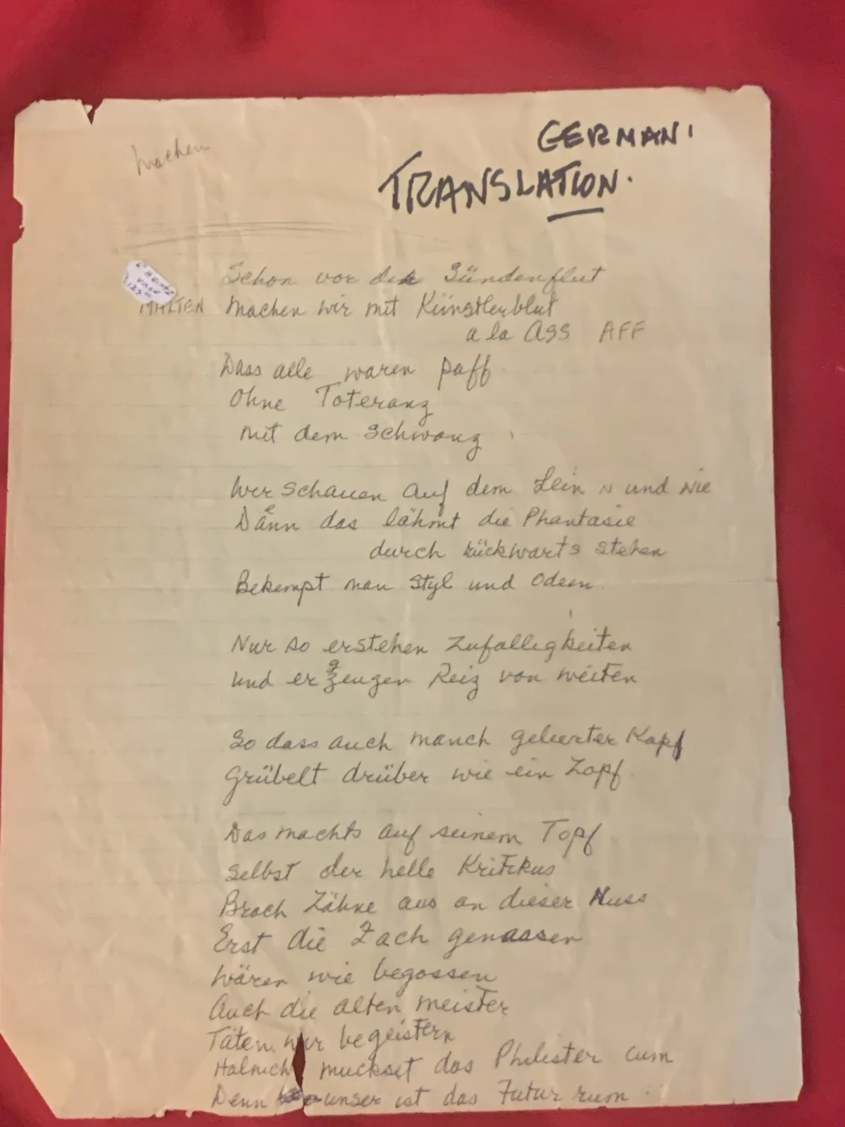 Vincent Price — Vincent Price Estate Vincent Has Handwritten a Poem In German! Rare! 18d