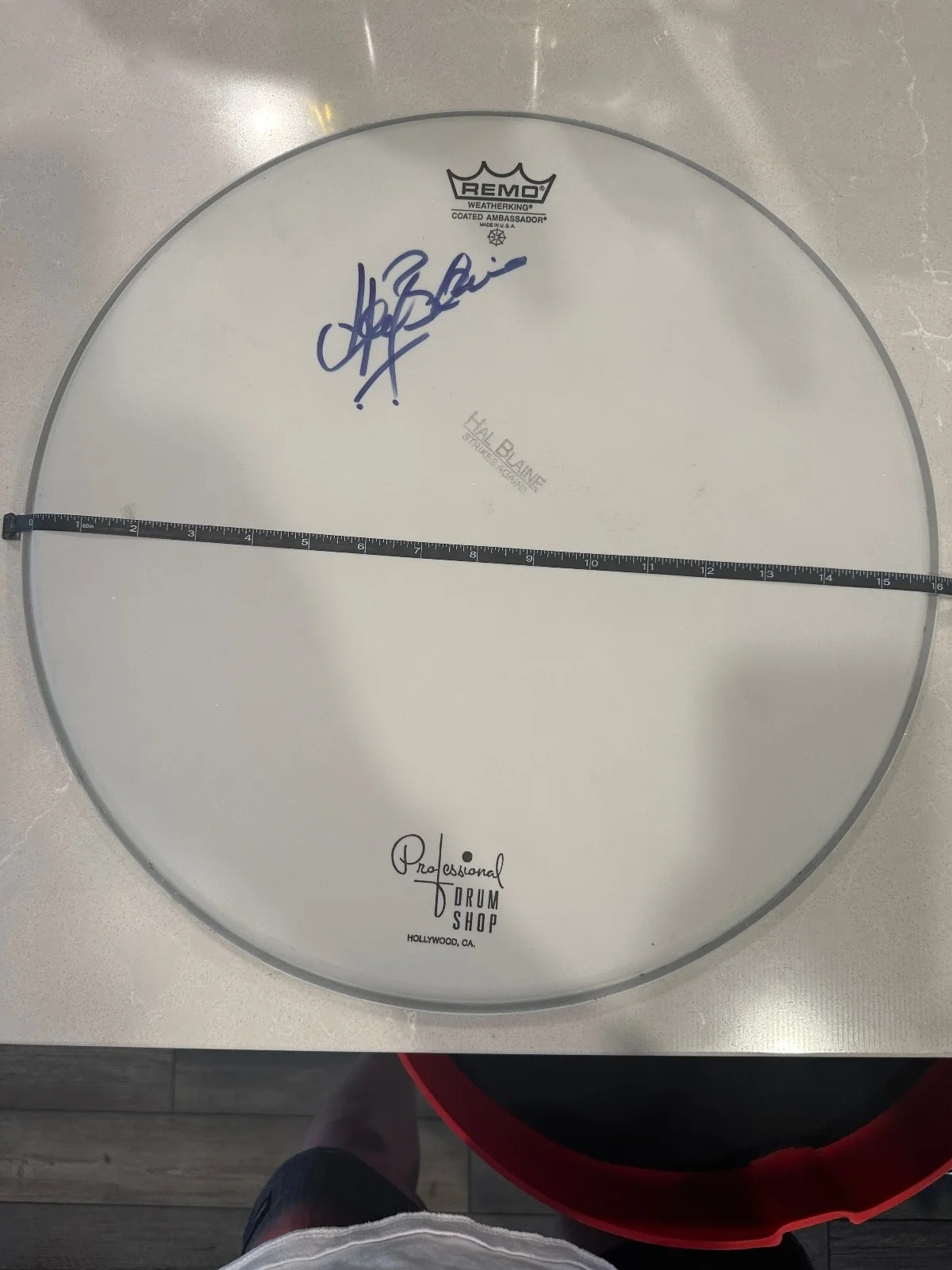Hal Blaine Signed Autographed 16" Drumhead Wrecking Crew Professional Drum Shop, image 3