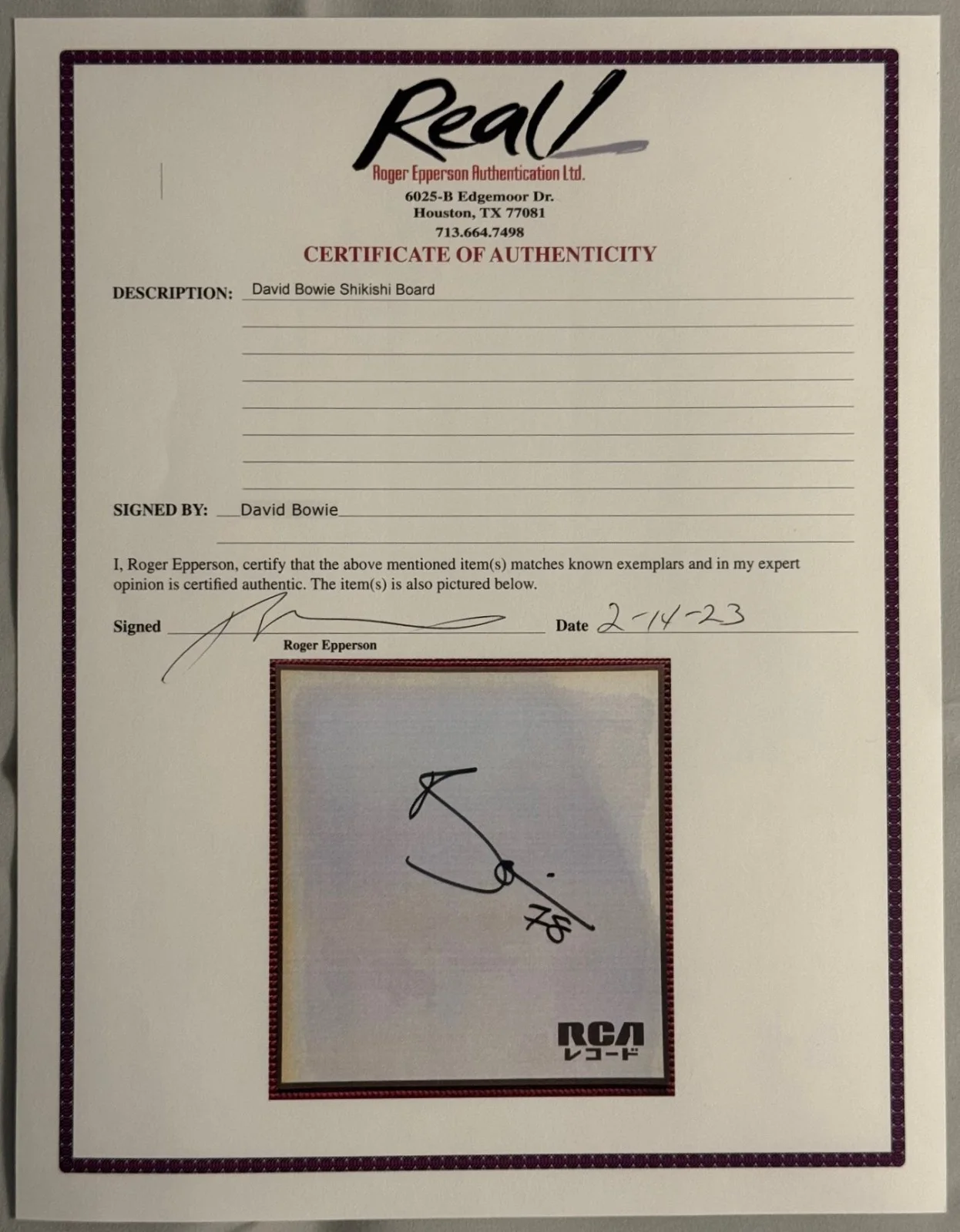 REAL signed JAPANESE SHIKISHI BOARD autographed DAVID BOWIE 1 of 9 Known 1978, изображение 5