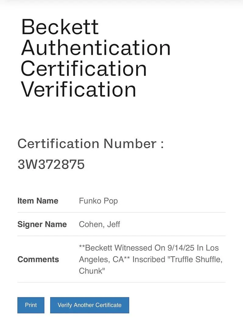 Jeff Cohen — Jeff Cohen signed "Chunk" Funko #1066 (The Goonies) - Beckett COA, изображение 5