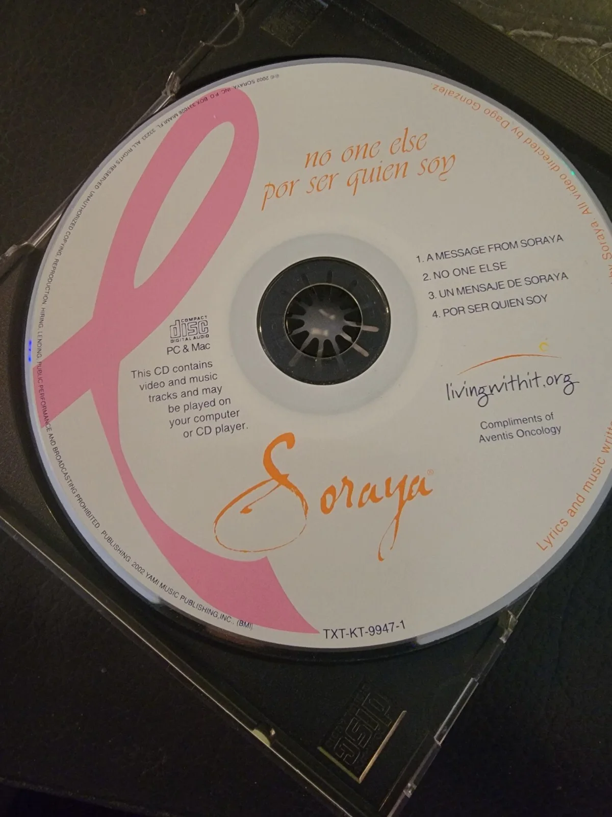 RARE Soraya Autograph Breast Cancer CD, image 2