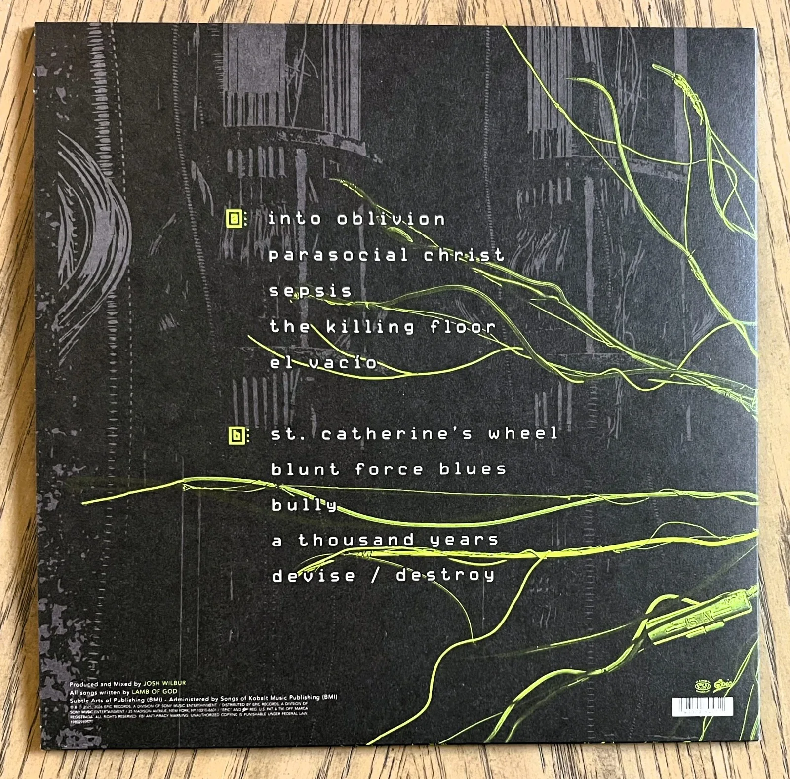 LAMB OF GOD Into Oblivion 2026 Ltd Ed New RARE Hand Signed Neon Green Vinyl LP!, изображение 4