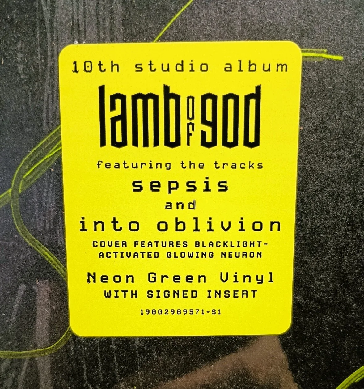 LAMB OF GOD Into Oblivion 2026 Ltd Ed New RARE Hand Signed Neon Green Vinyl LP!, изображение 5