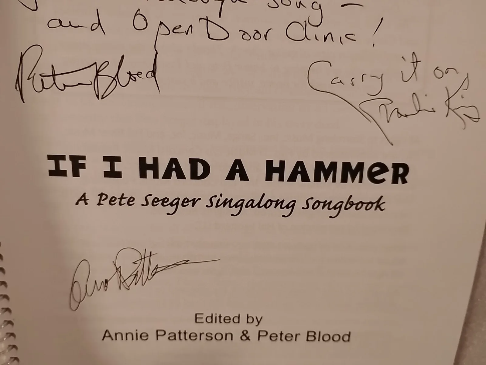 If I Had A Hammer Pete Seeger Singalong Songbook Multiple Signatures, image 3
