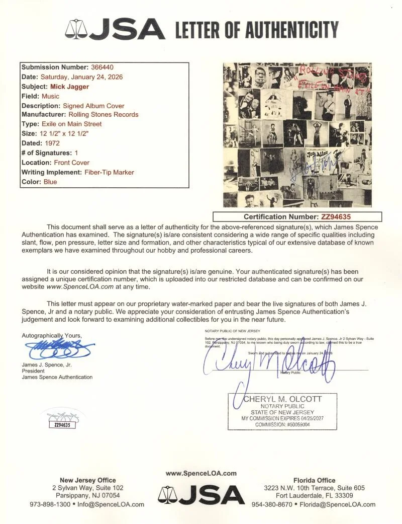 Mick Jagger — Mick Jagger Rolling Stones Signed Autograph Exile on Main St Record LP - JSA COA, image 4