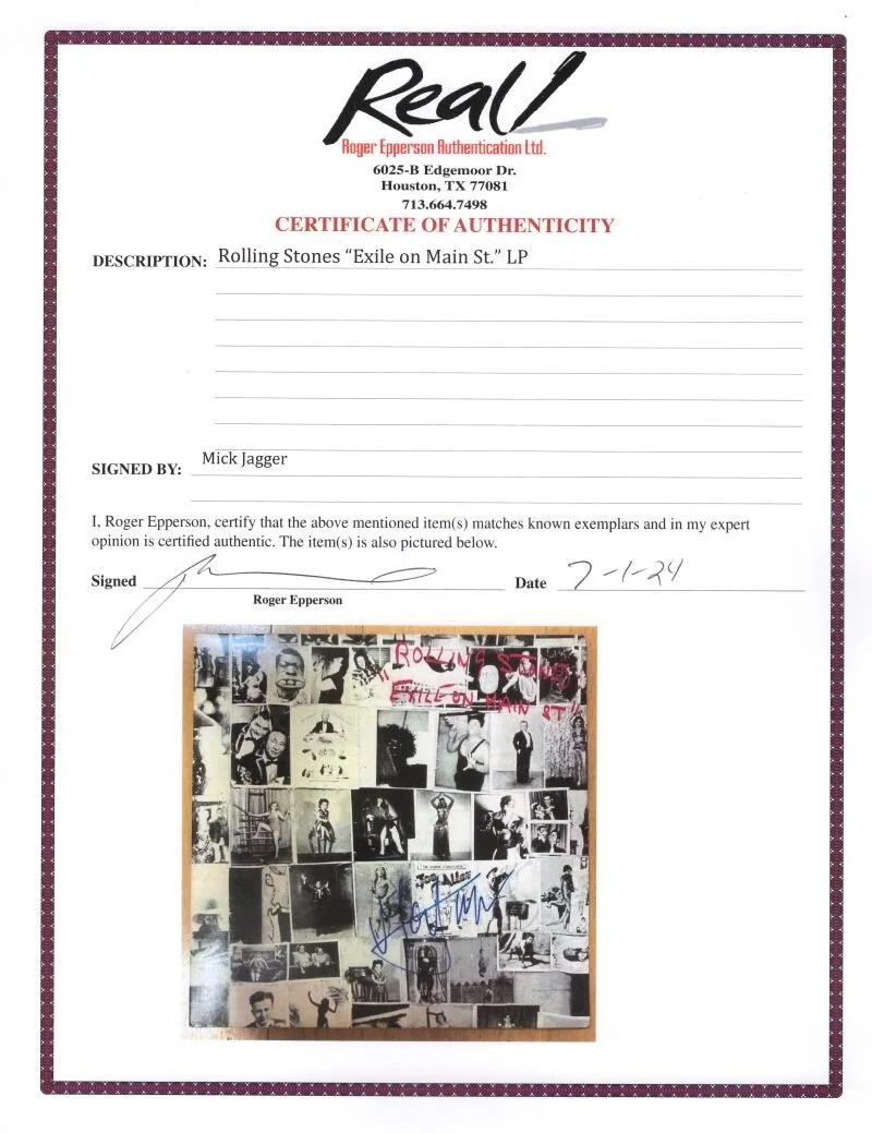 Mick Jagger — Mick Jagger Rolling Stones Signed Autograph Exile on Main St Record LP - JSA COA, image 5