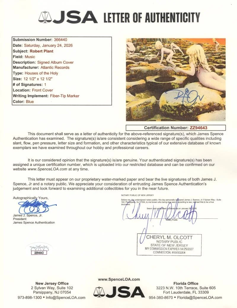 Robert Plant — Robert Plant Led Zeppelin Signed Autograph Album Vinyl Record LP w/ JSA COA, изображение 3