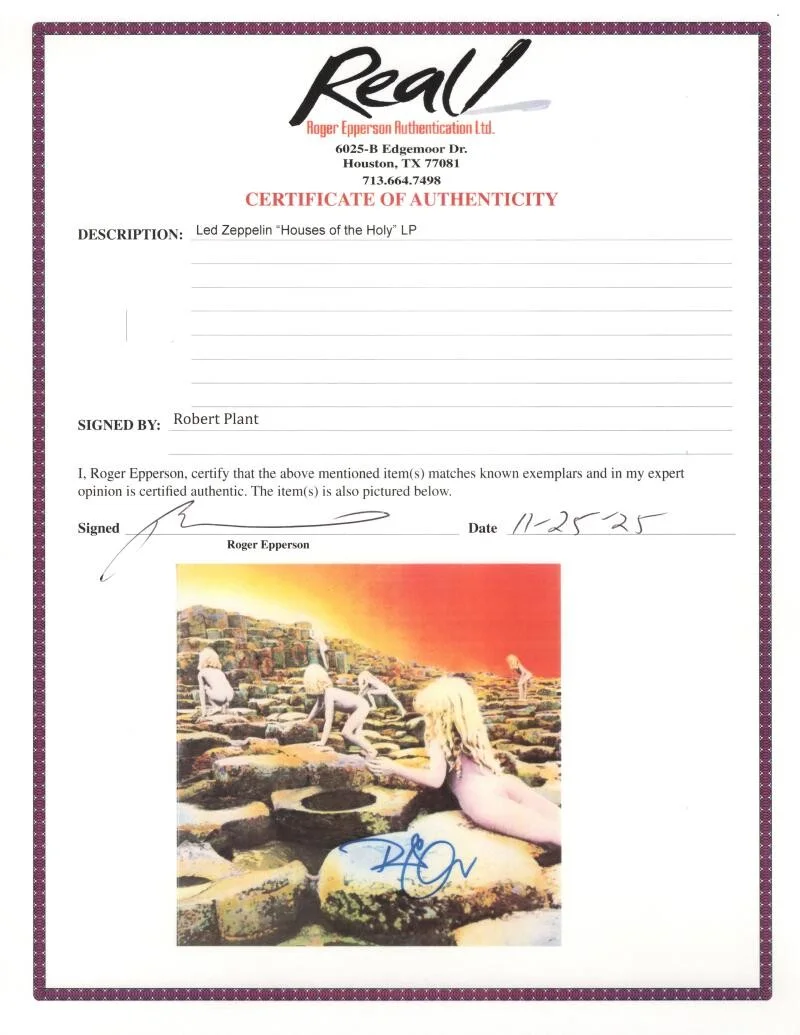 Robert Plant — Robert Plant Led Zeppelin Signed Autograph Album Vinyl Record LP w/ JSA COA, изображение 4