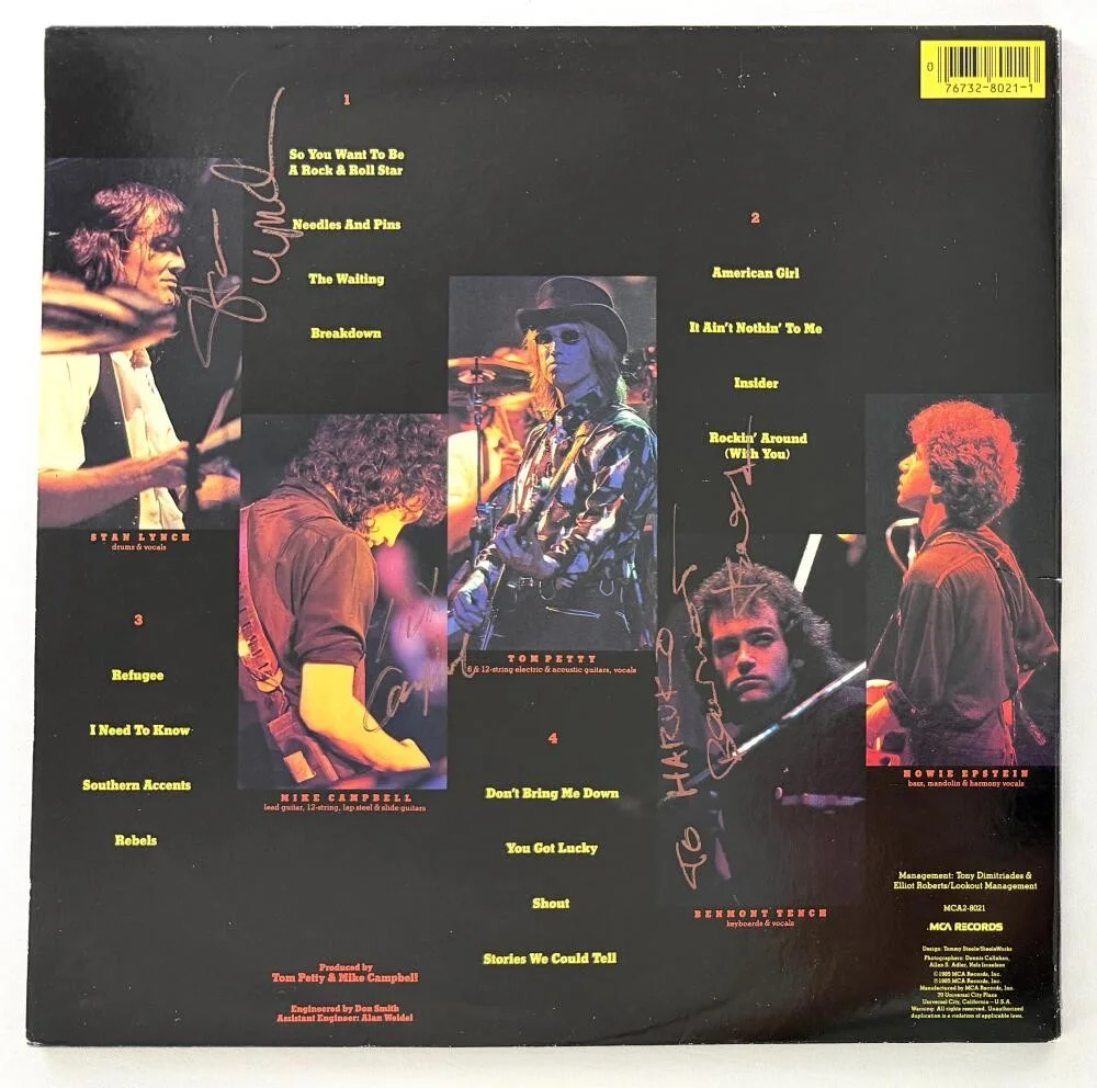 Mike Campbell, Stan Lynch, Tom Petty, Benmont Tench — Tom Petty and the Heartbreakers Signed Autograph Live Album Vinyl Record JSA COA, изображение 2
