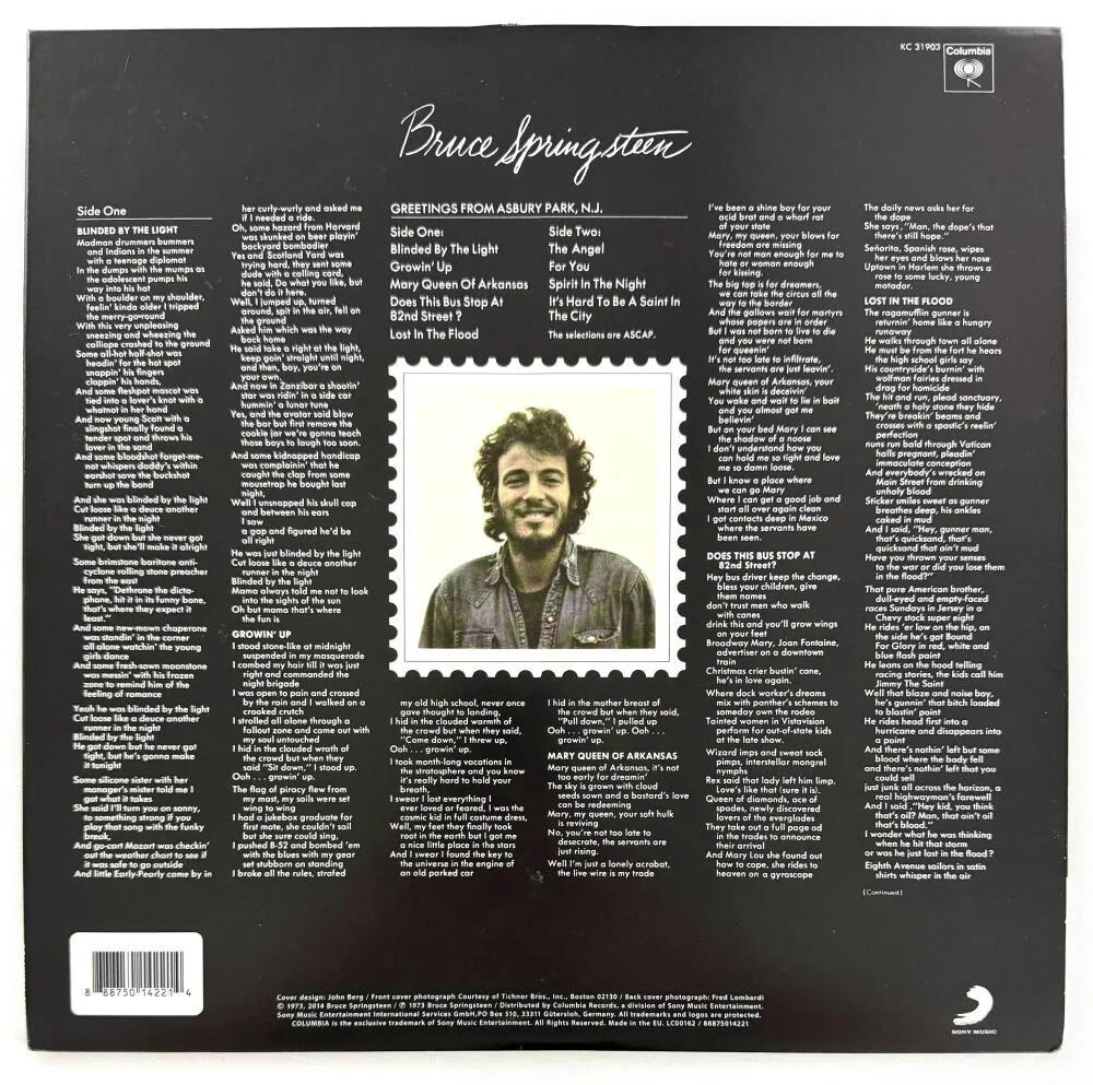 Bruce Springsteen — Bruce Springsteen Signed Autograph Greetings from Asbury Park Album Record JSA, image 2
