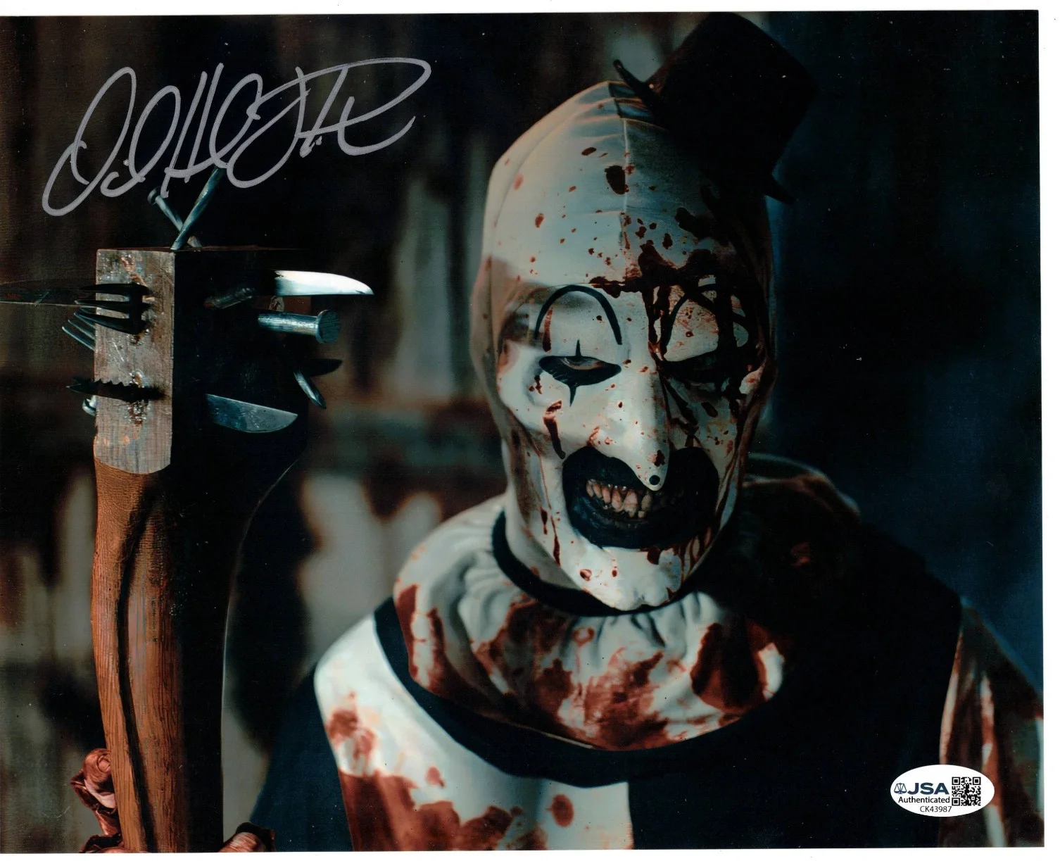 David Howard Thornton Signed 8x10 "Terrifier" Photo Auto, Art the Clown, JSA COA, изображение 2