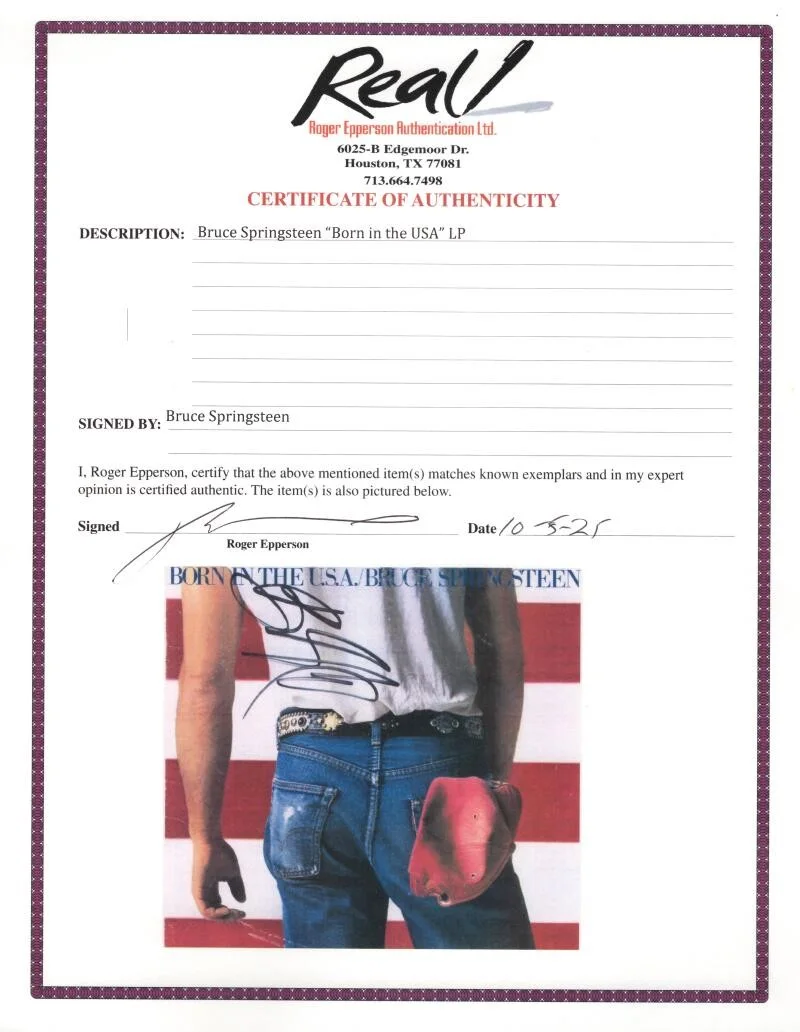 Bruce Springsteen — Bruce Springsteen Signed Autograph Born in the USA Album Vinyl Record w/ JSA COA, изображение 4