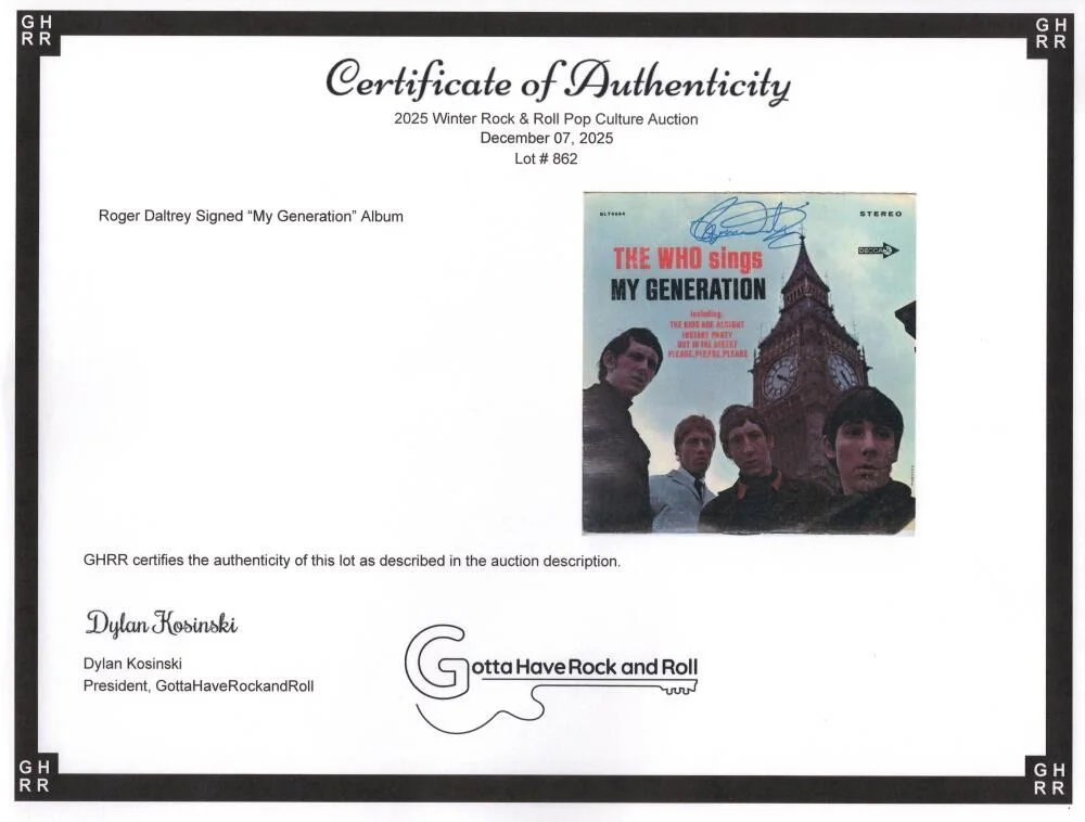 Roger Daltrey — Roger Daltrey Signed Autograph Album Record The Who Sings My Generation JSA COA, image 4