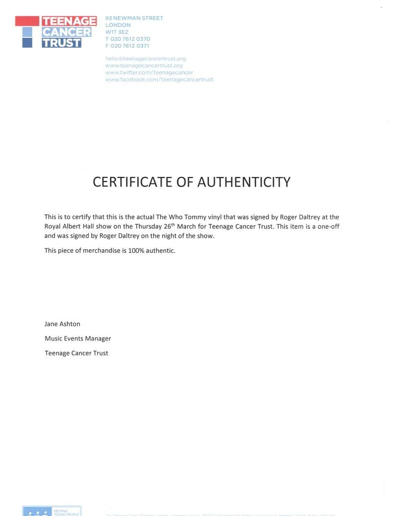 Roger Daltrey, Pete Townshend — Roger Daltrey & Pete Townshend Signed Autograph The Who Tommy Album Record JSA, image 4