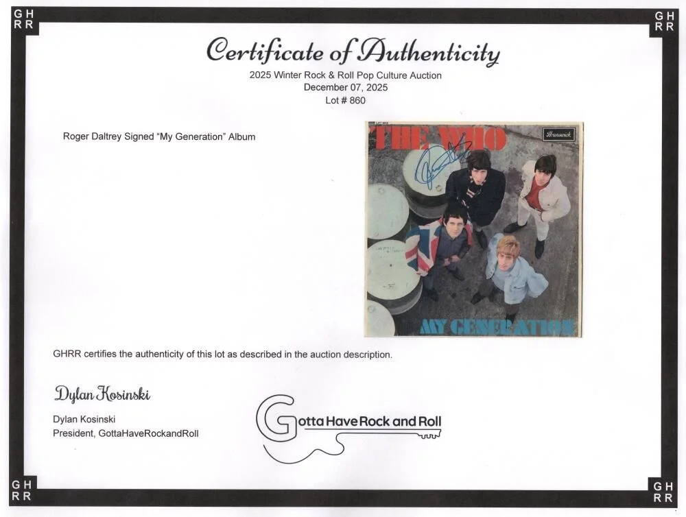 Roger Daltrey — Roger Daltrey The Who Signed Autograph Album Vinyl Record My Generation JSA COA, изображение 3