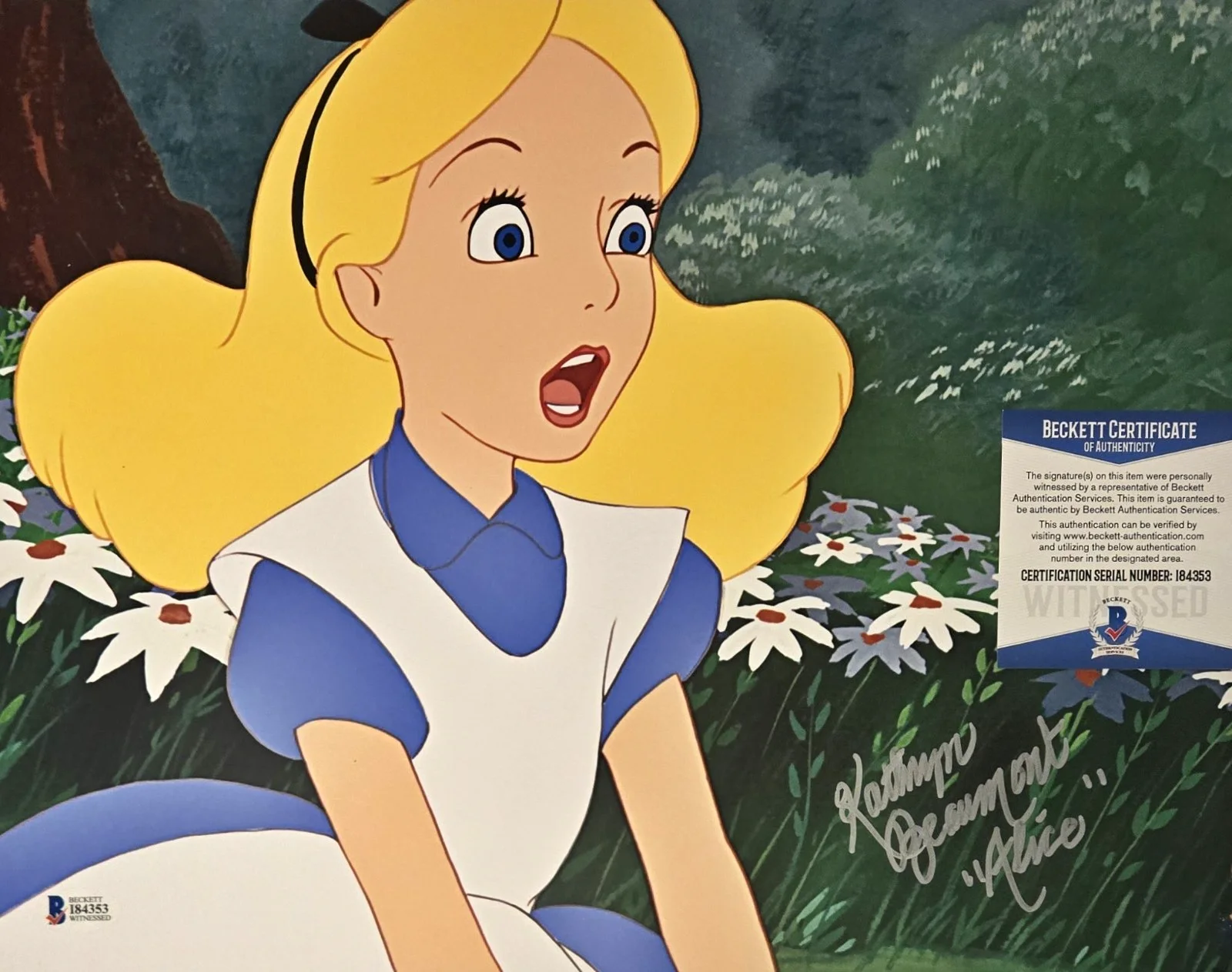 Kathryn Beuamont — Kathryn Beaumont Signed Photo Alice in Wonderland Disney Beckett COA 353, изображение 2