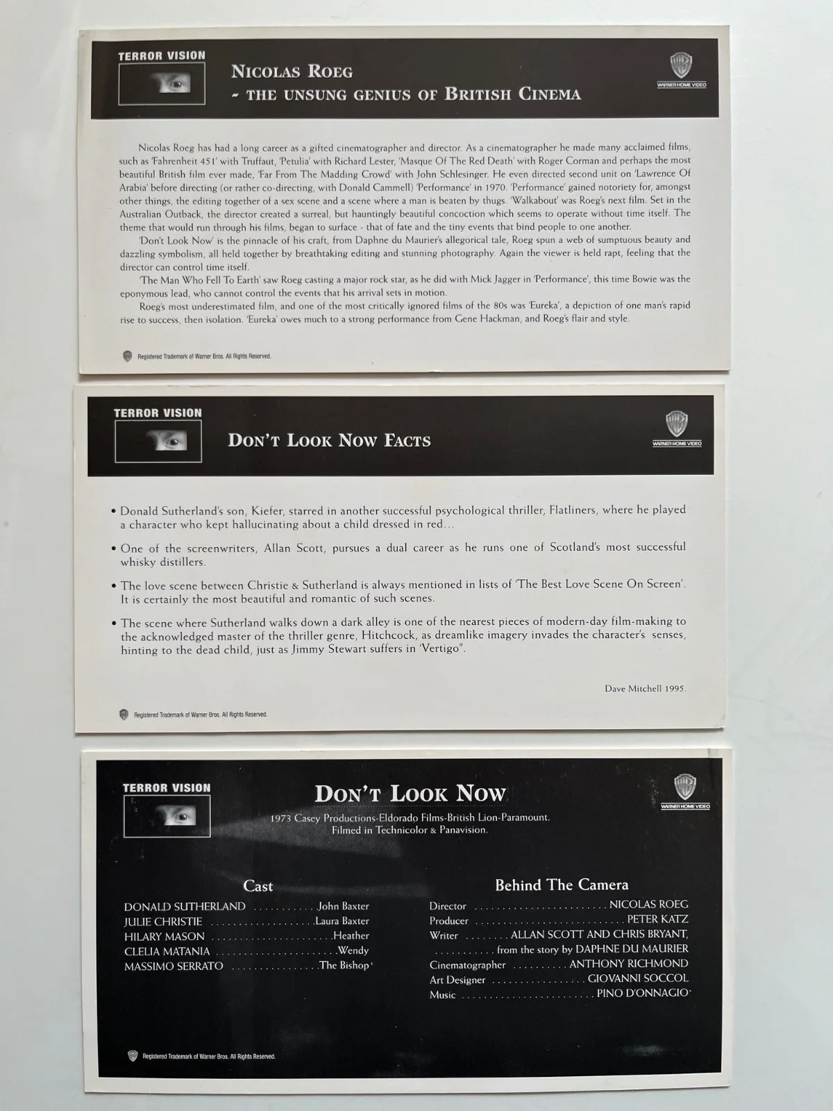 DON'T LOOK NOW (1973) - 3 X COLLECTOR'S PHOTO CARDS, image 2