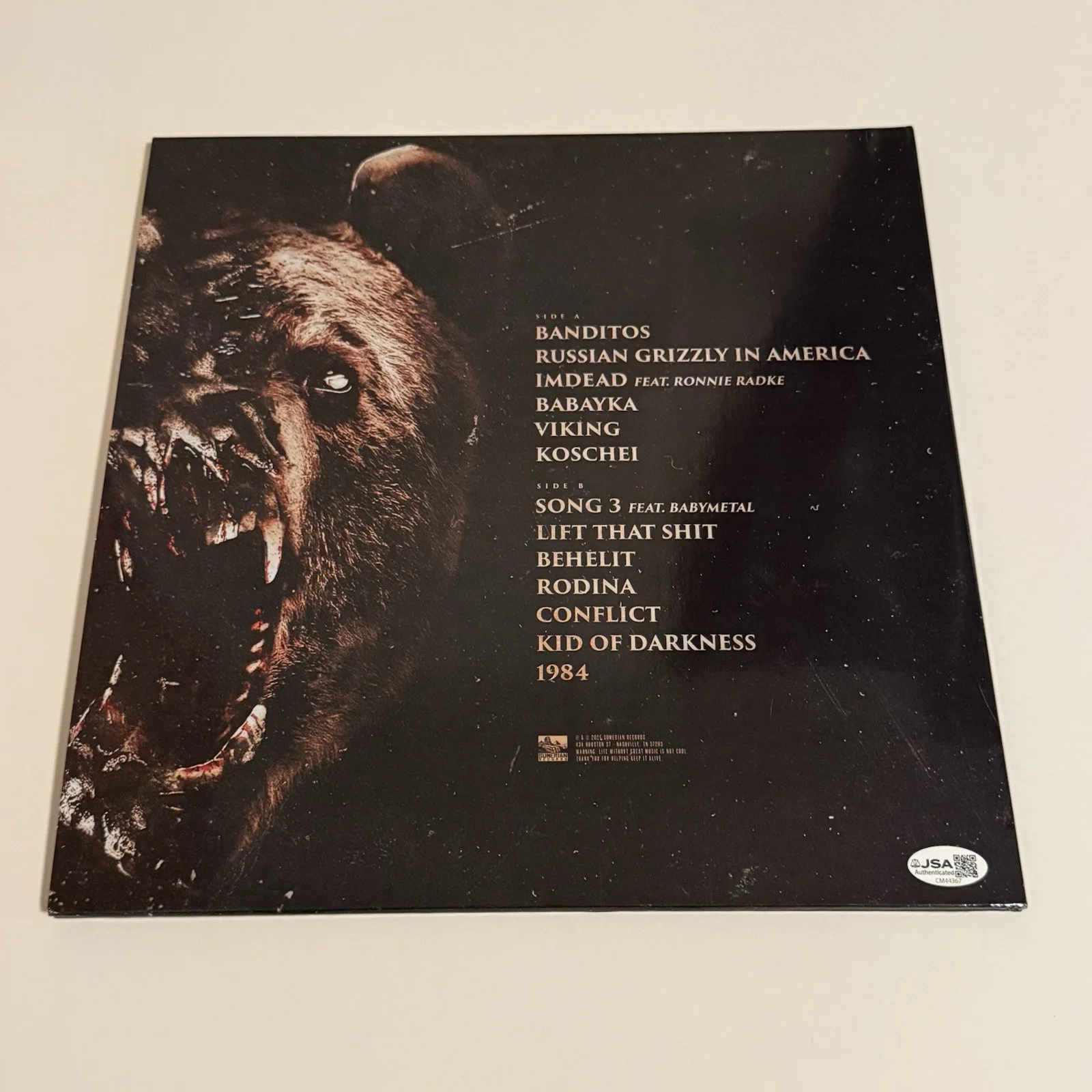 ALEX TERRIBLE SLAUGHTER TO PREVAIL SIGNED GRIZZLY VINYL RECORD + JACK JSA COA, изображение 4
