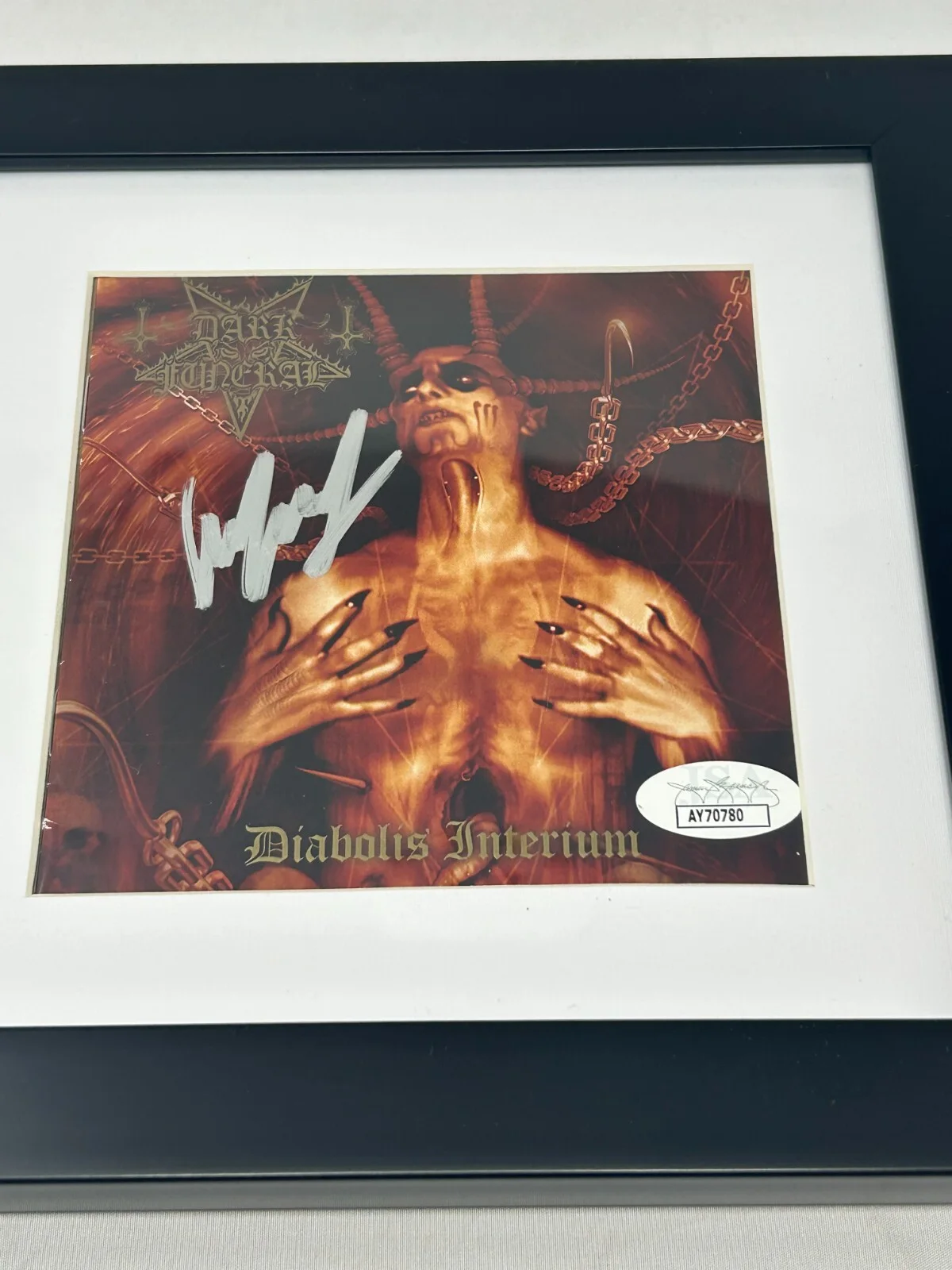 Lord Ahriam of Dark Funeral signed Diabolis Interium Framed CD Cover JSA COA, изображение 2