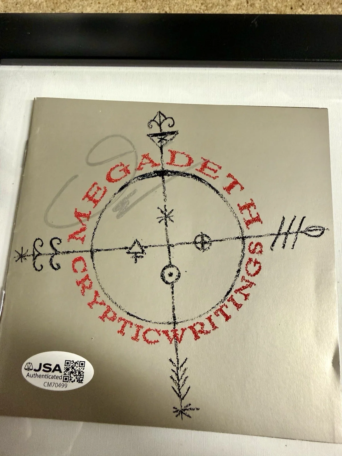 David Ellefson Of Megadeth Signed “Cryptic Writings” (1997) CD Booklet JSA COA, изображение 3