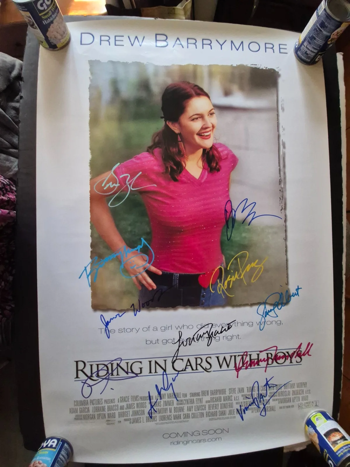 SEE BELOW — RIDING IN CARS WITH BOYS-CAST SIGNED MOVIE POSTER-w/COA ekim