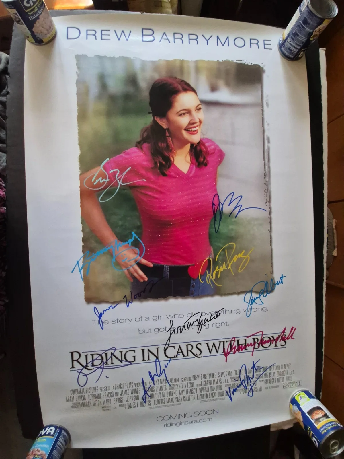 SEE BELOW — RIDING IN CARS WITH BOYS-CAST SIGNED MOVIE POSTER-w/COA ekim, изображение 2