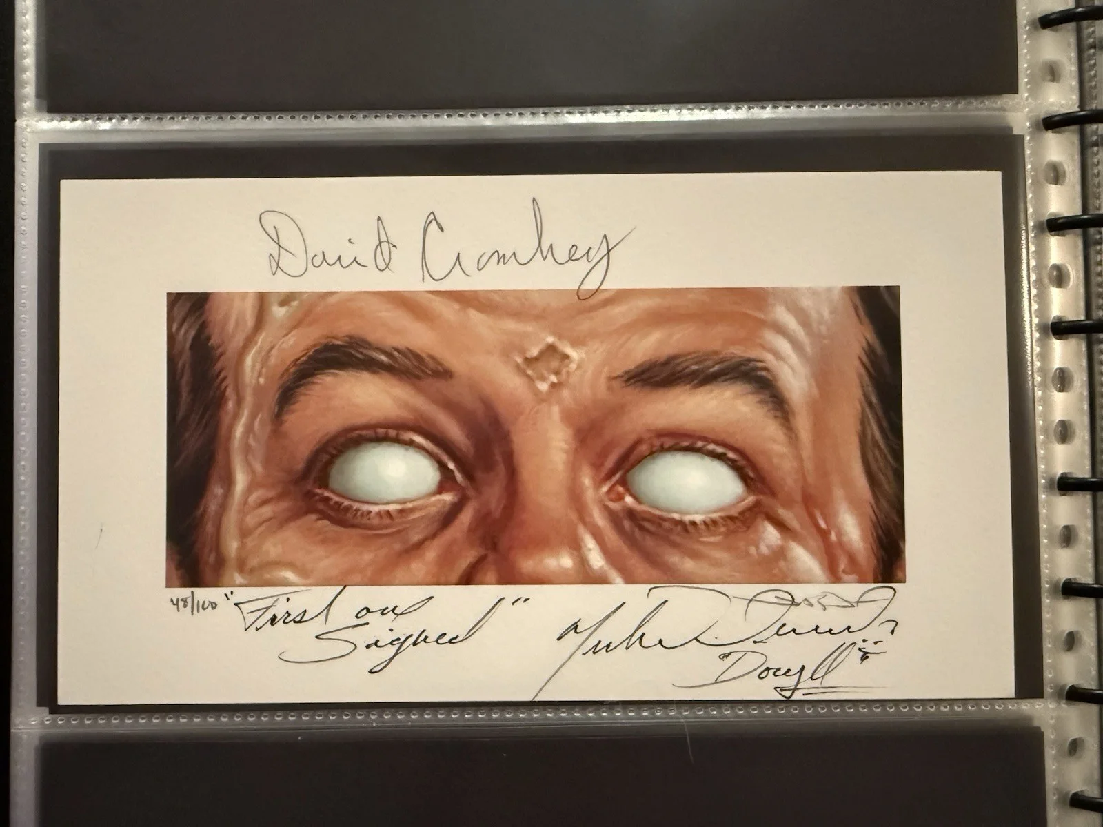 Michael Ironside, David Cronenberg — David Cronenberg signed Scanners Print By Jason Edmiston EWAF Beckett COA, image 2