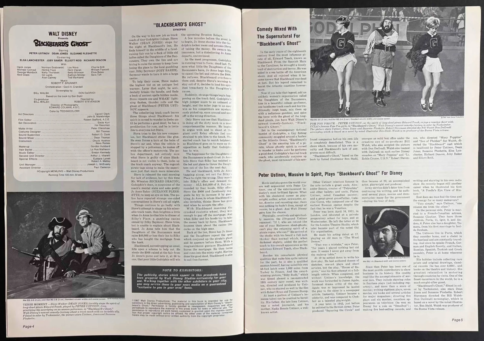 Blackbeard's Ghost ORIGINAL US Film Campaign Book DISNEY Peter Ustinov 1968, image 2