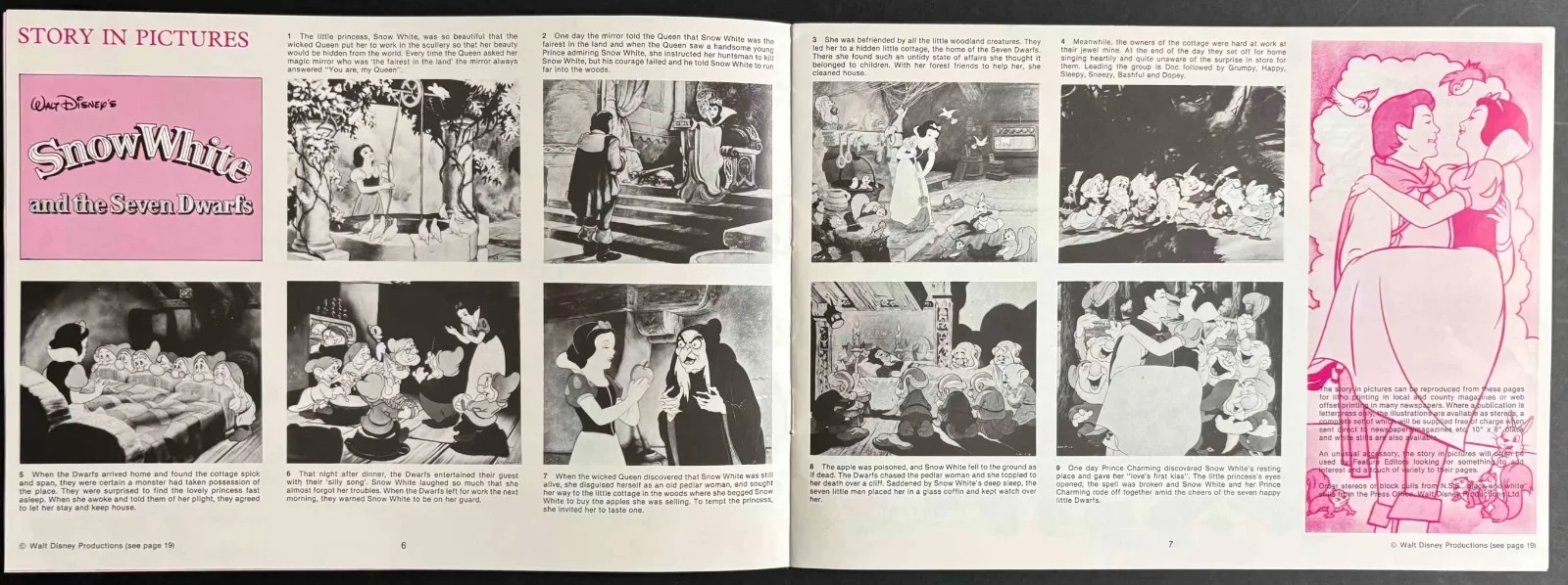 Snow White and the Seven Dwarfs ORIGINAL UK Film Campaign Book DISNEY RR, изображение 2