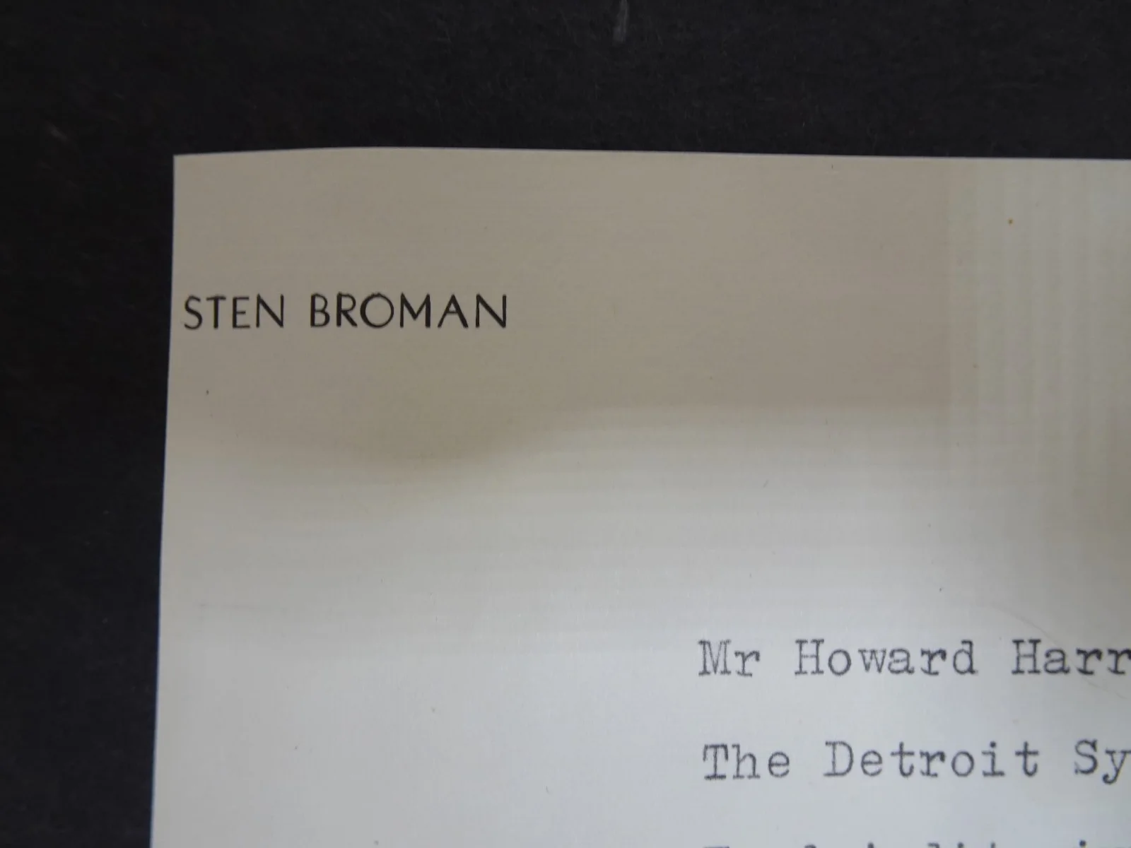 Sten Broman — Sten Broman Swedish Composer Autograph Letter to Symphony Manager H. Harrington, image 2