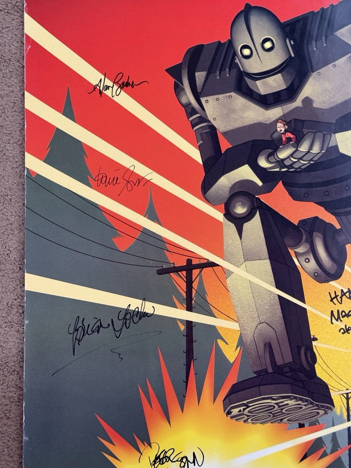 The Iron Giant Poster Signed + Sketched By Cast And Crew, image 4