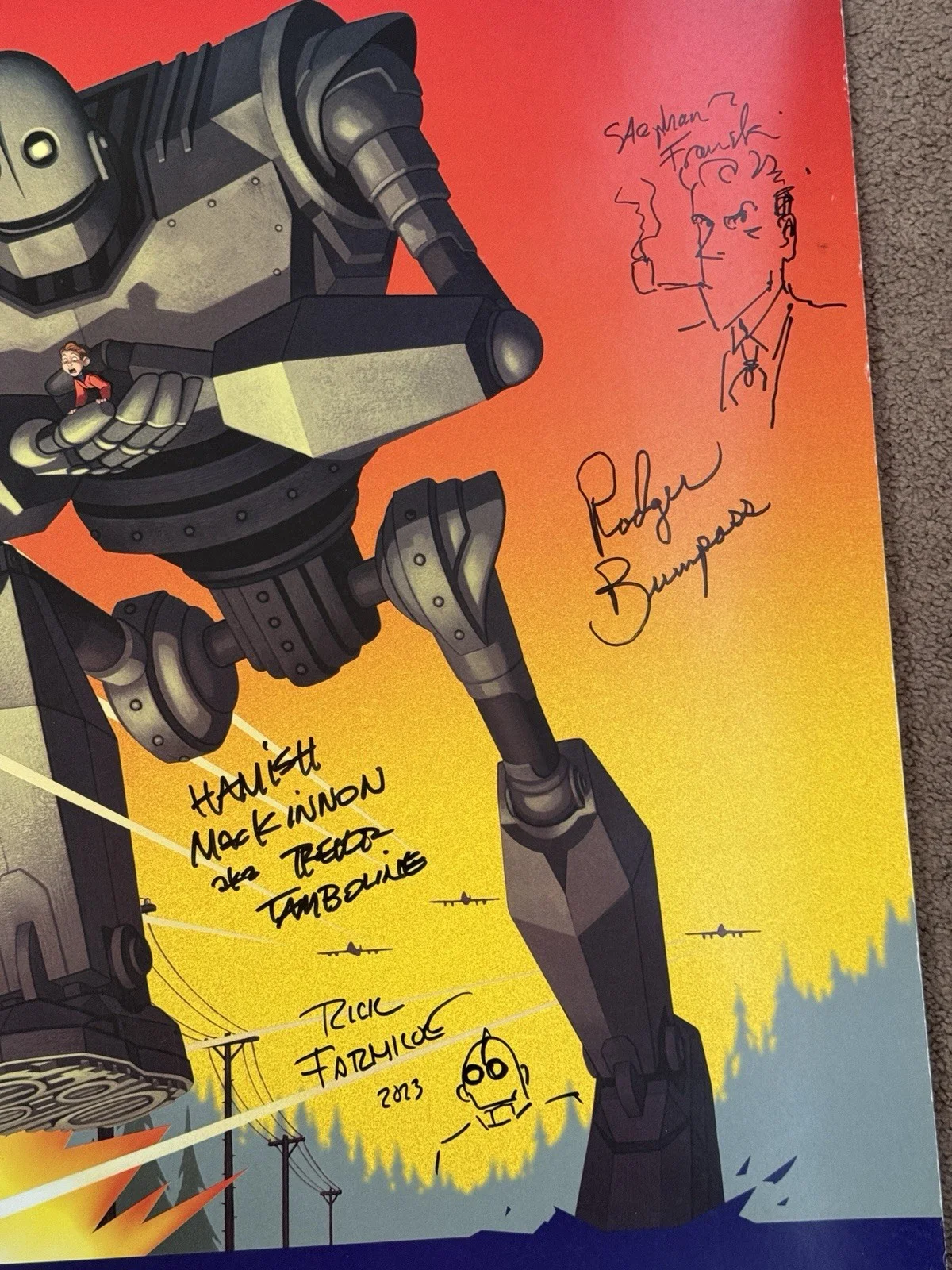 The Iron Giant Poster Signed + Sketched By Cast And Crew, image 5